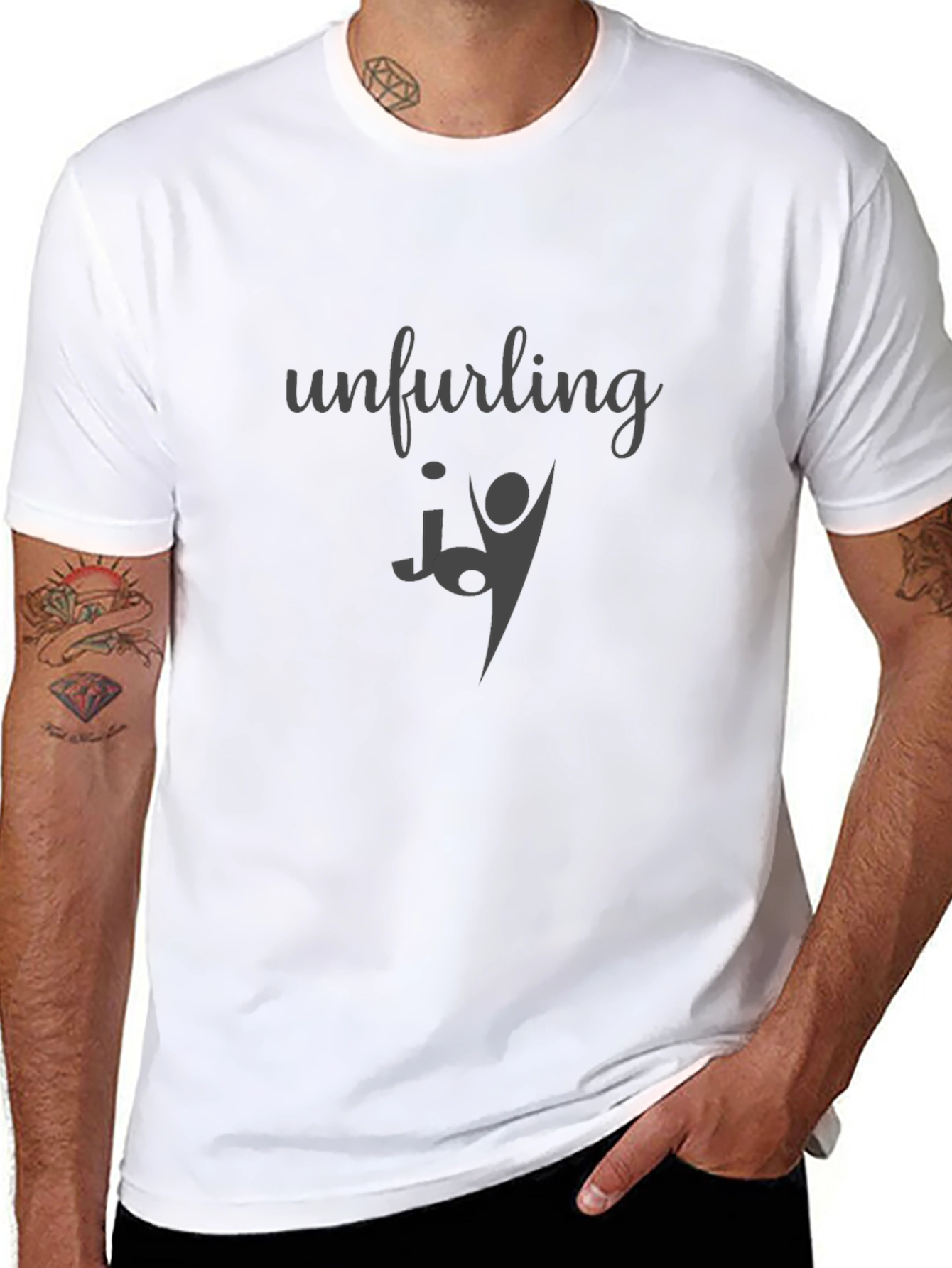Unfurling Joy Graphic Tee - Black Casual T-Shirt
