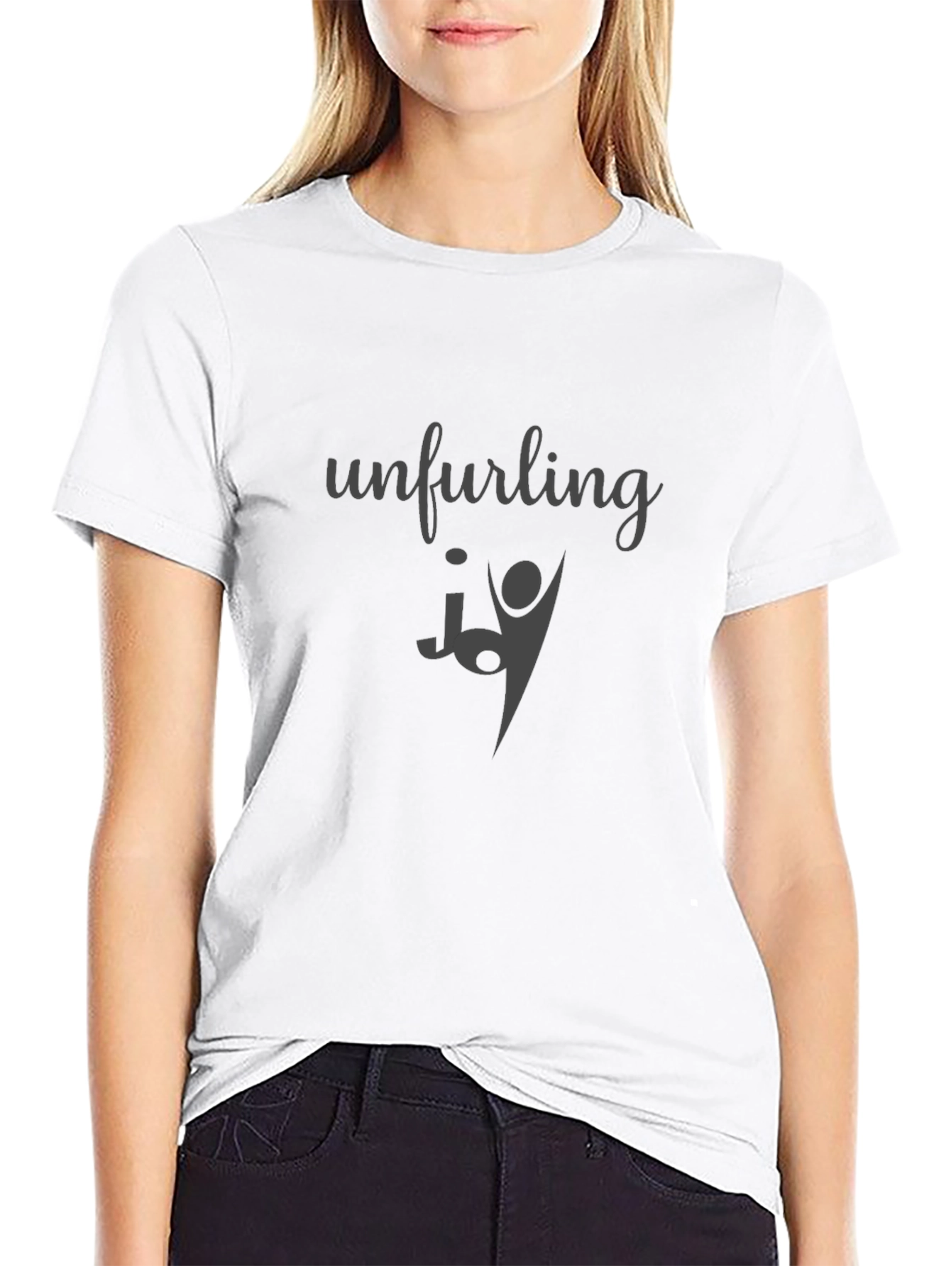 Unfurling Joy Graphic Tee - Black Casual T-Shirt