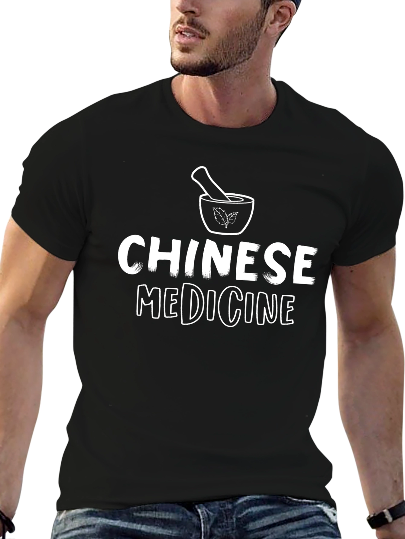 Chinese Medicine Black Graphic T-Shirt