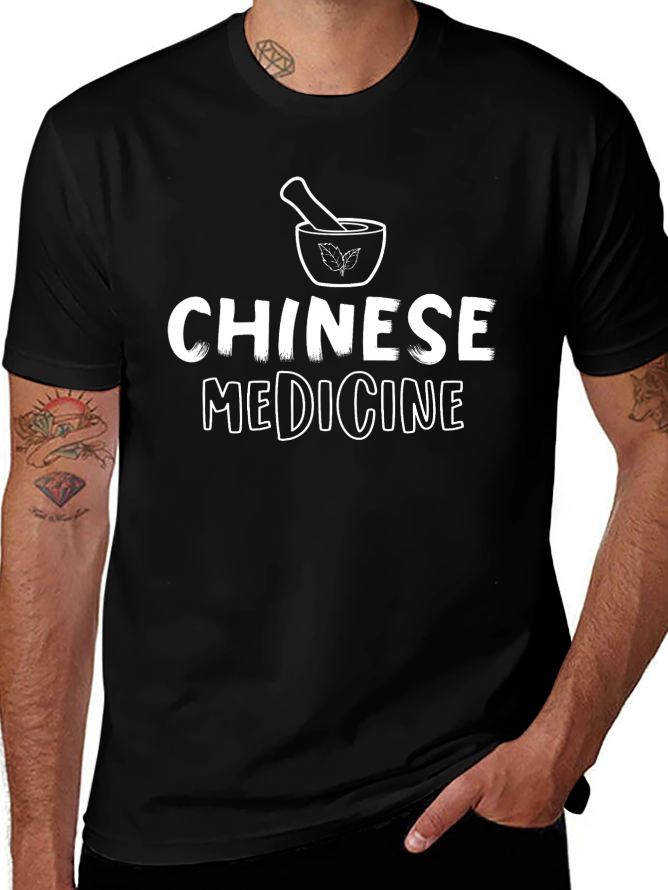Chinese Medicine Black Graphic T-Shirt