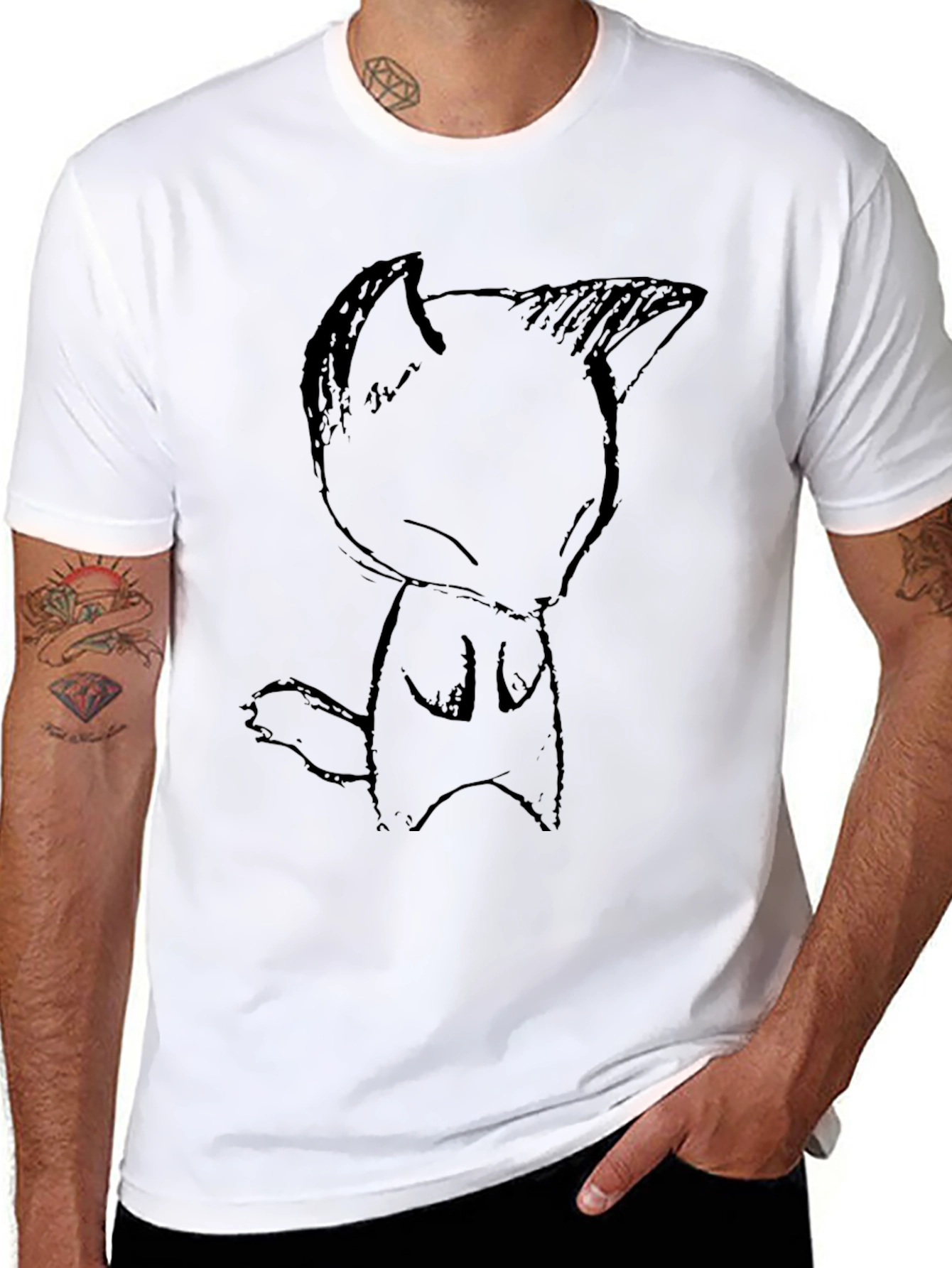 Mens Graphic Tee - Abstract Cat Design