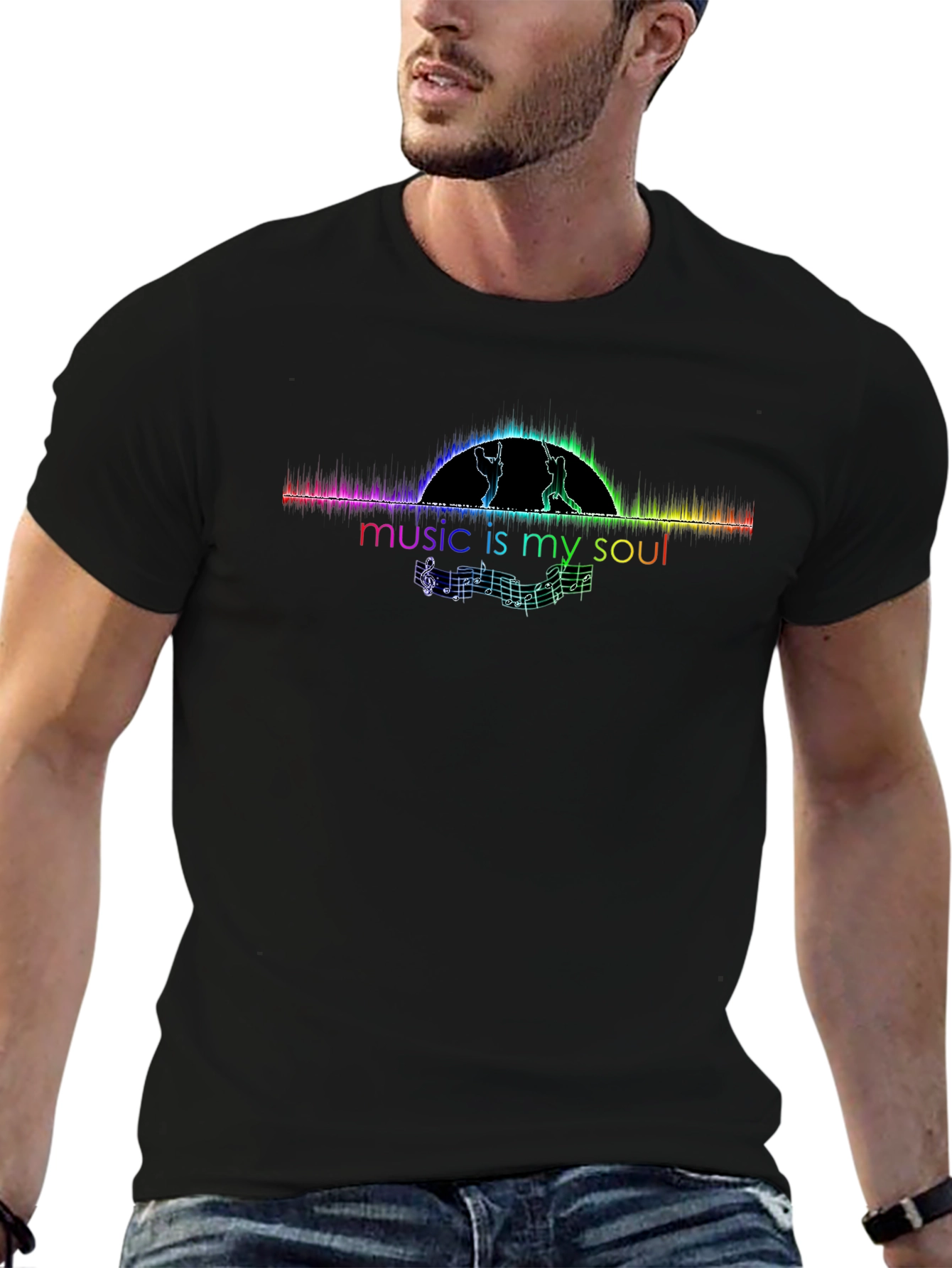 Music is My Soul Graphic T-Shirt - Black