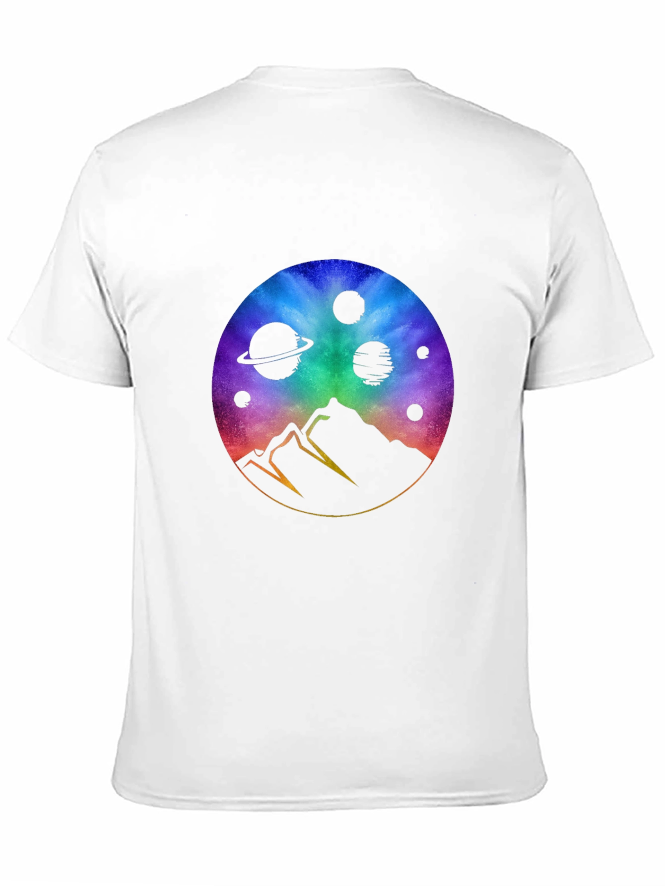 Cosmic Mountain Black T-Shirt - Galaxy Design