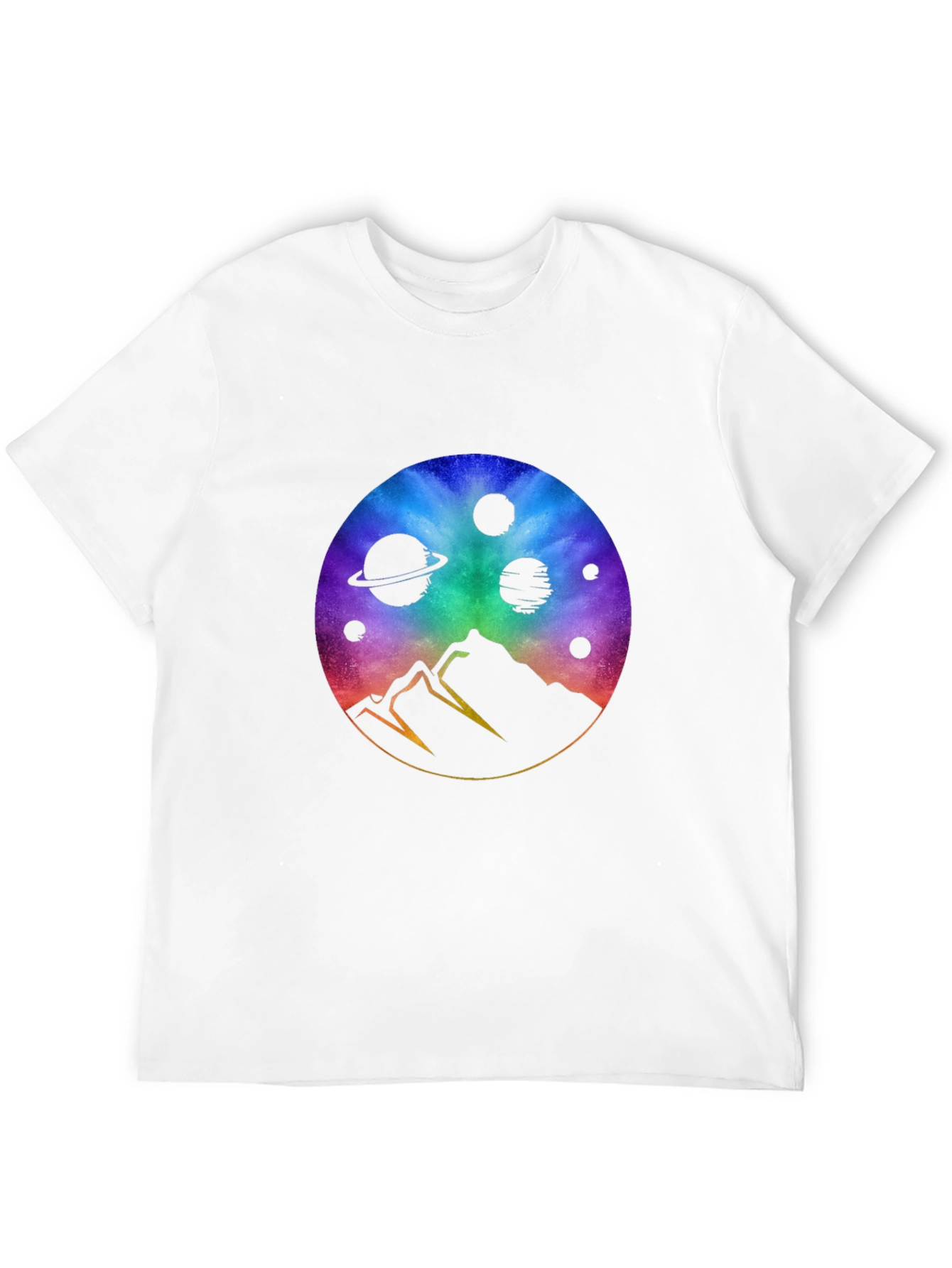 Cosmic Mountain Black T-Shirt - Galaxy Design