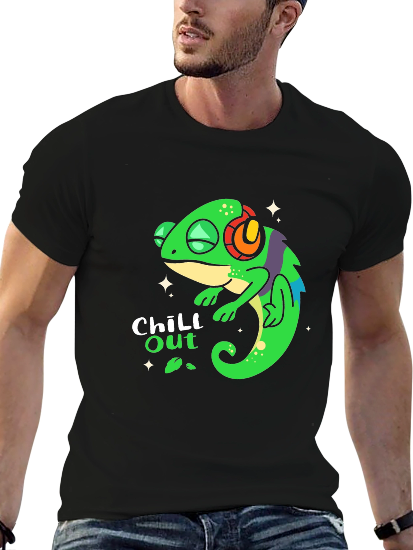 Chill Out Chameleon T-Shirt - Black