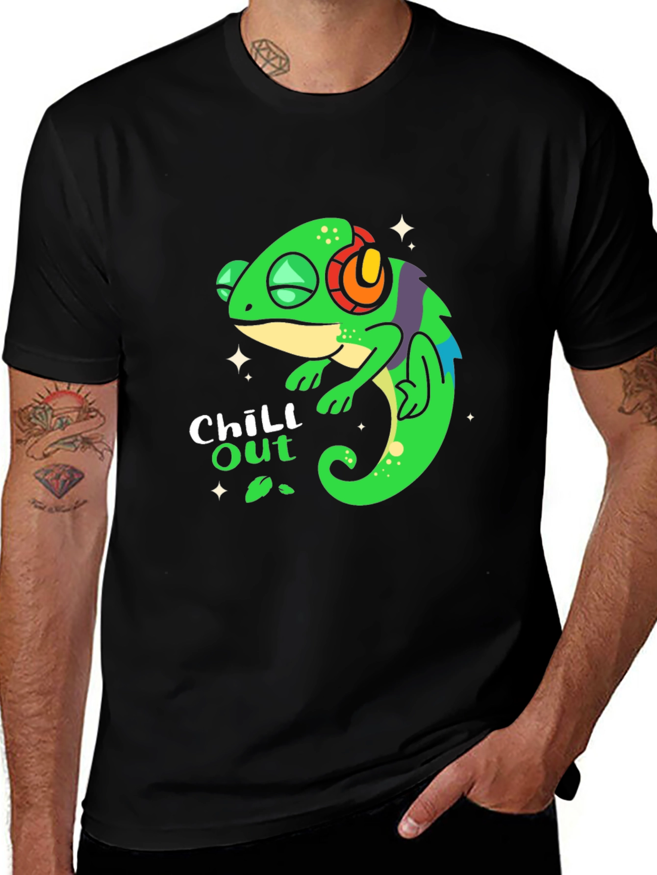 Chill Out Chameleon T-Shirt - Black