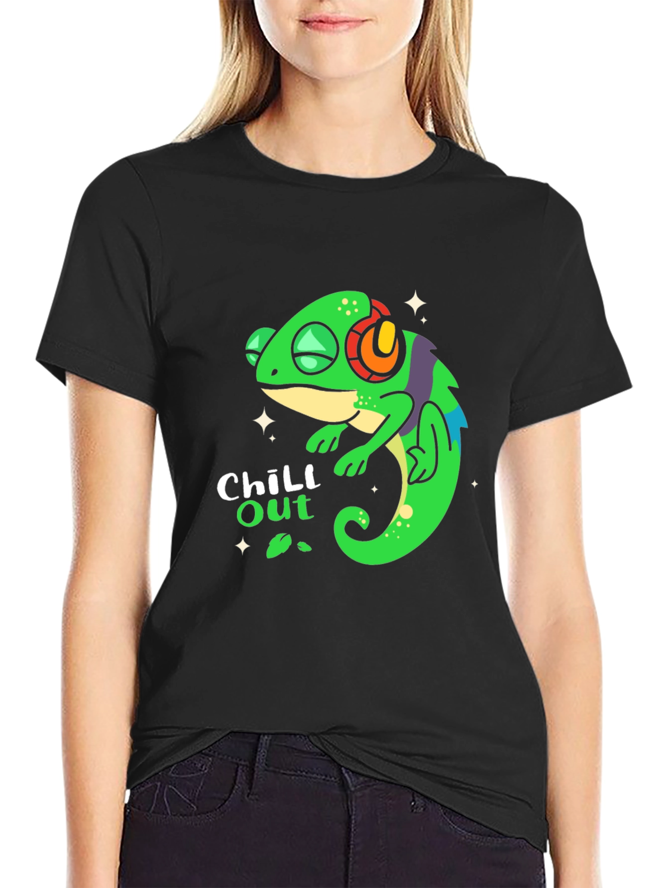 Chill Out Chameleon T-Shirt - Black