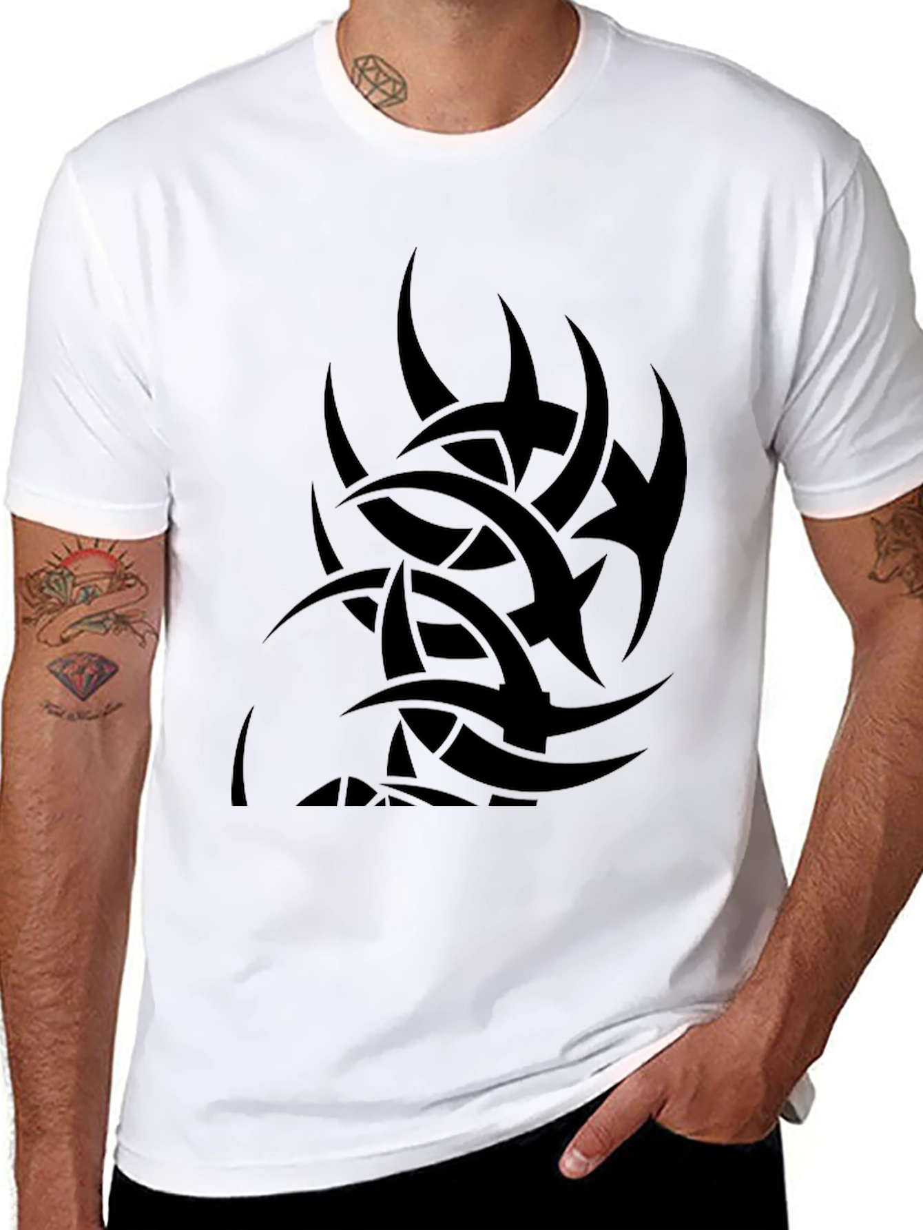Mens Black Tribal Tattoo Graphic T-Shirt