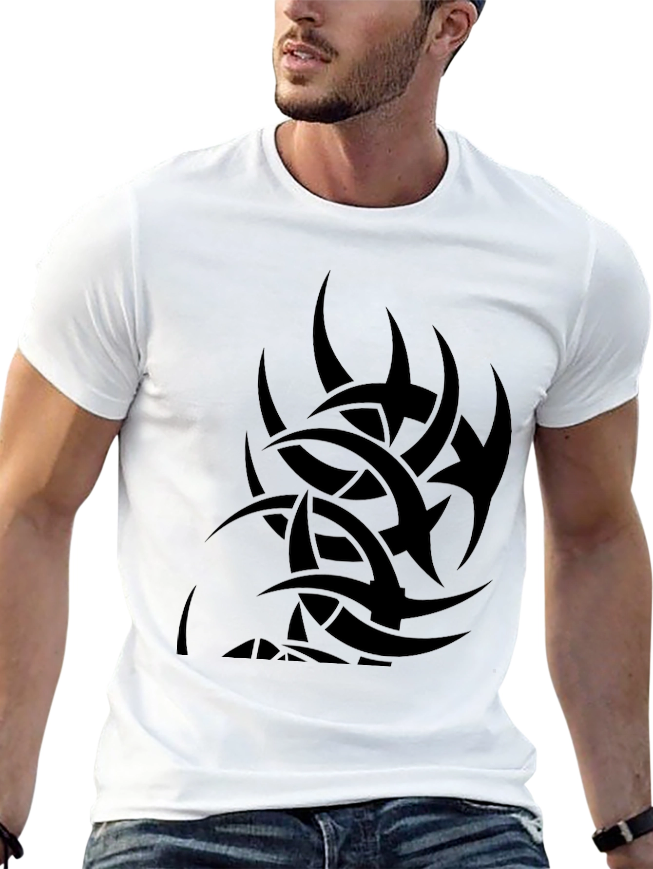 Mens Black Tribal Tattoo Graphic T-Shirt