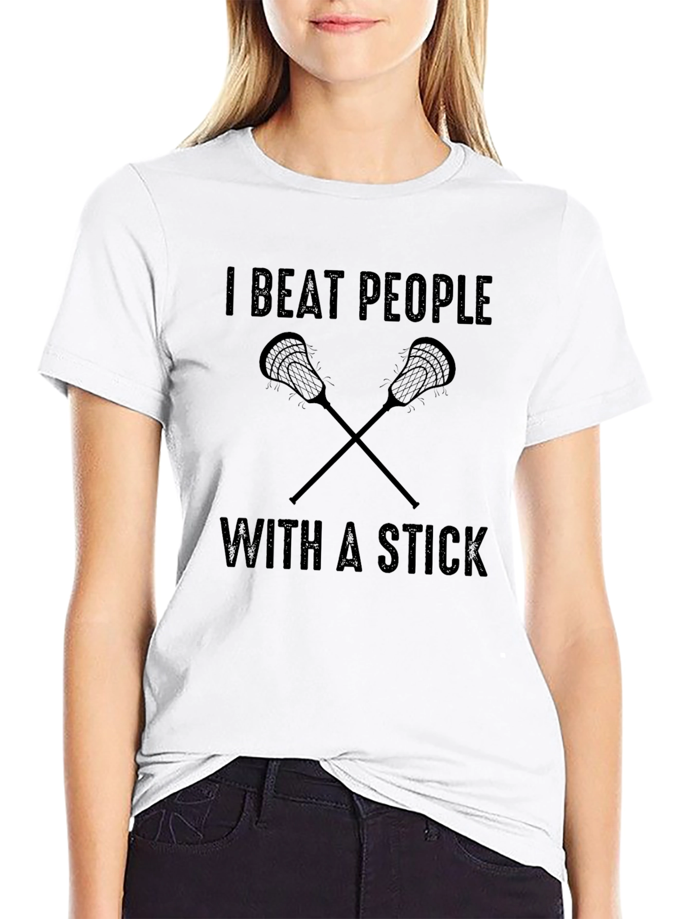 I Beat People With A Stick Lacrosse T-Shirt
