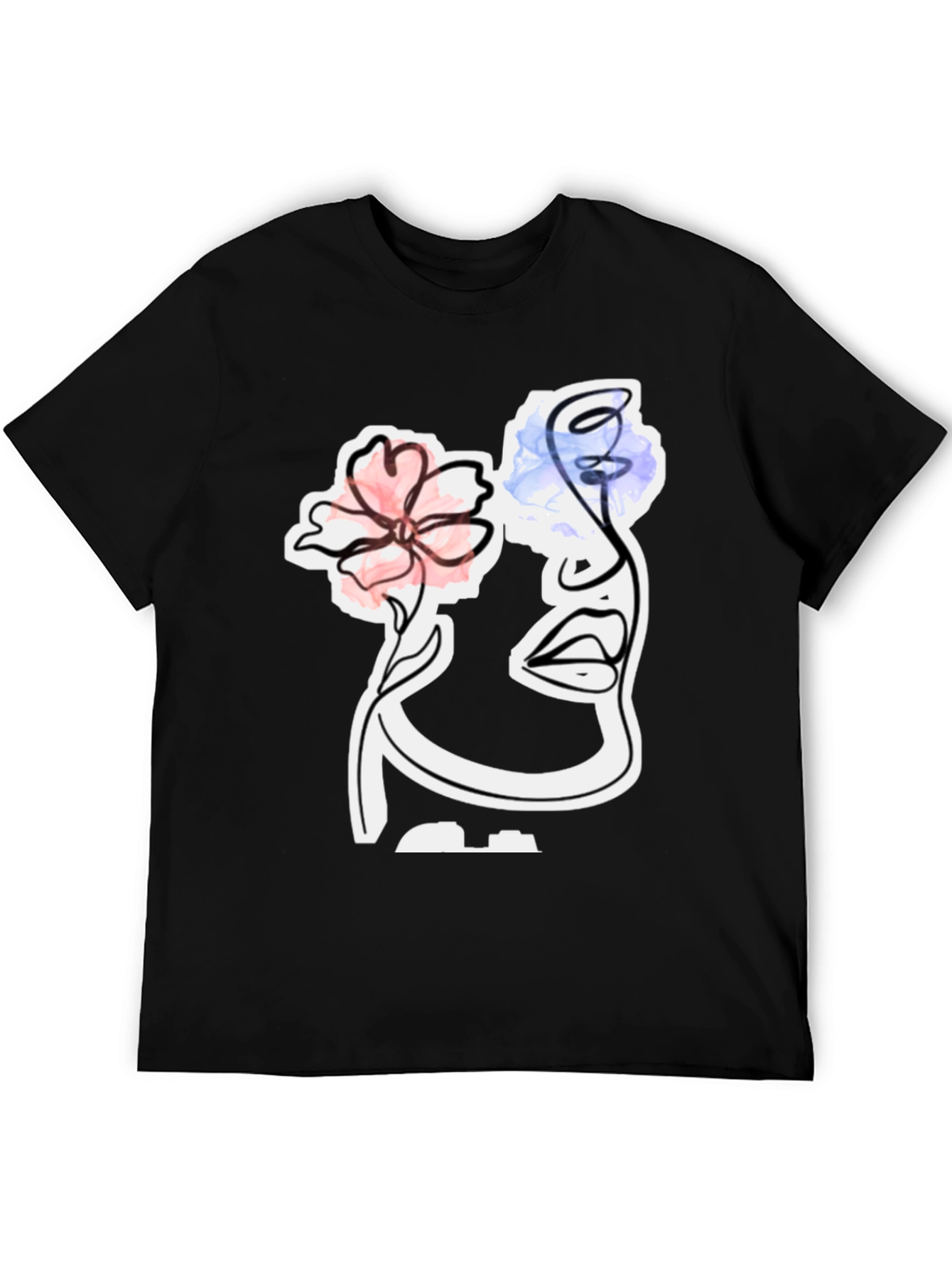 Abstract Floral Face Graphic Tee