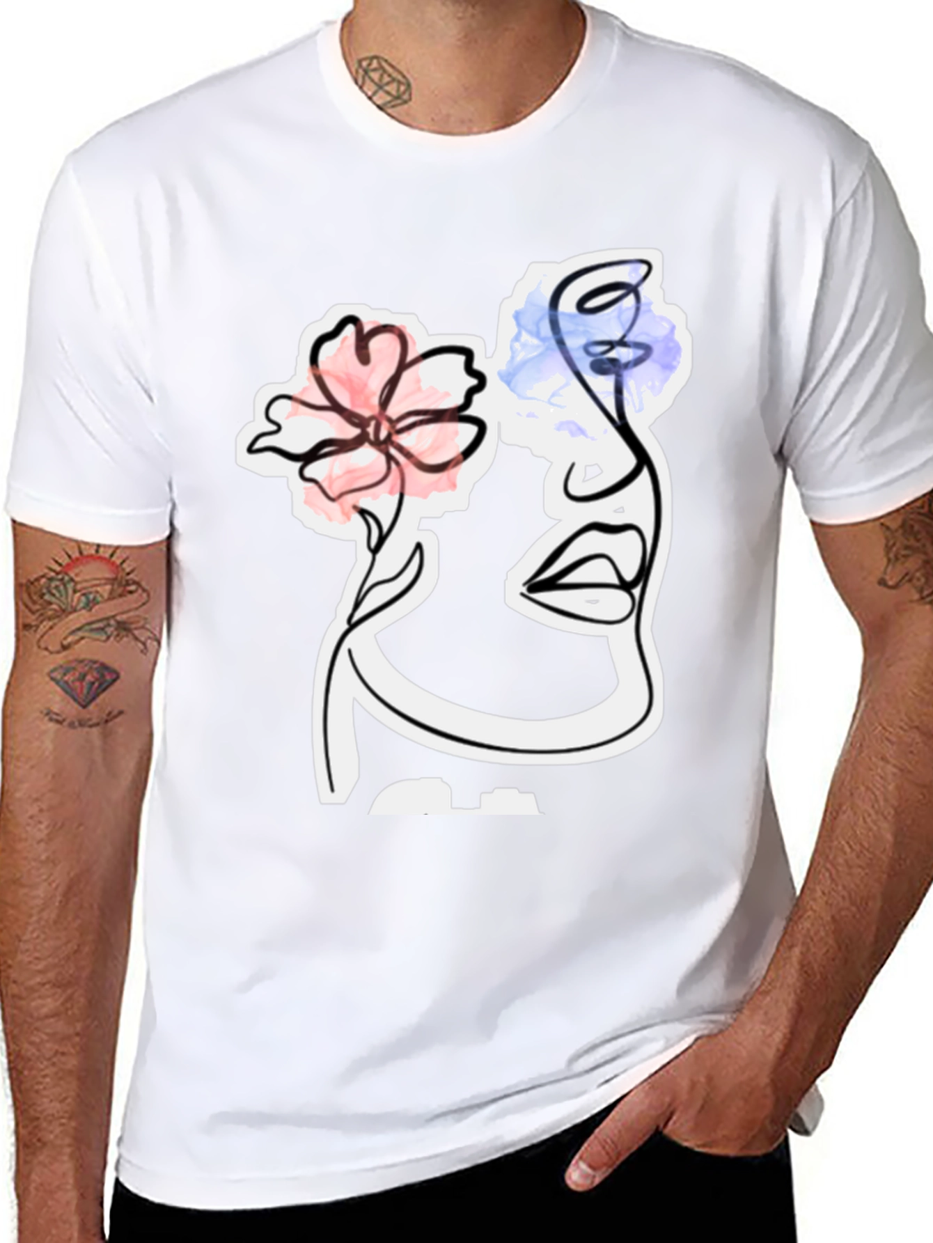 Abstract Floral Face Graphic Tee