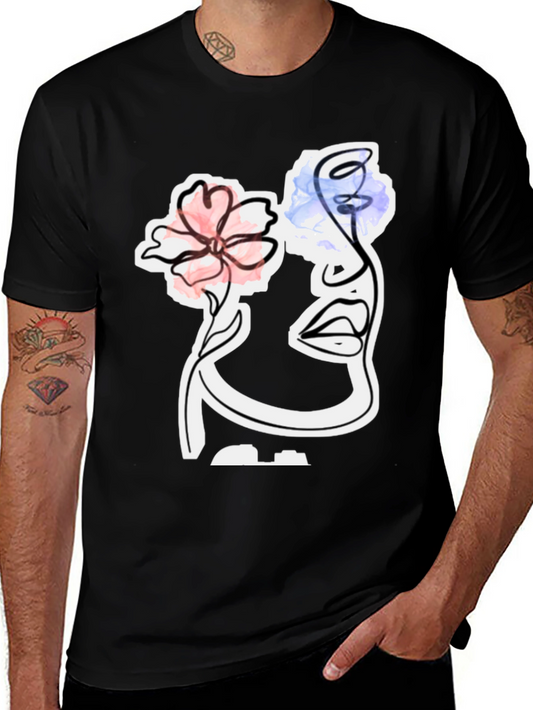 Abstract Floral Face Graphic Tee
