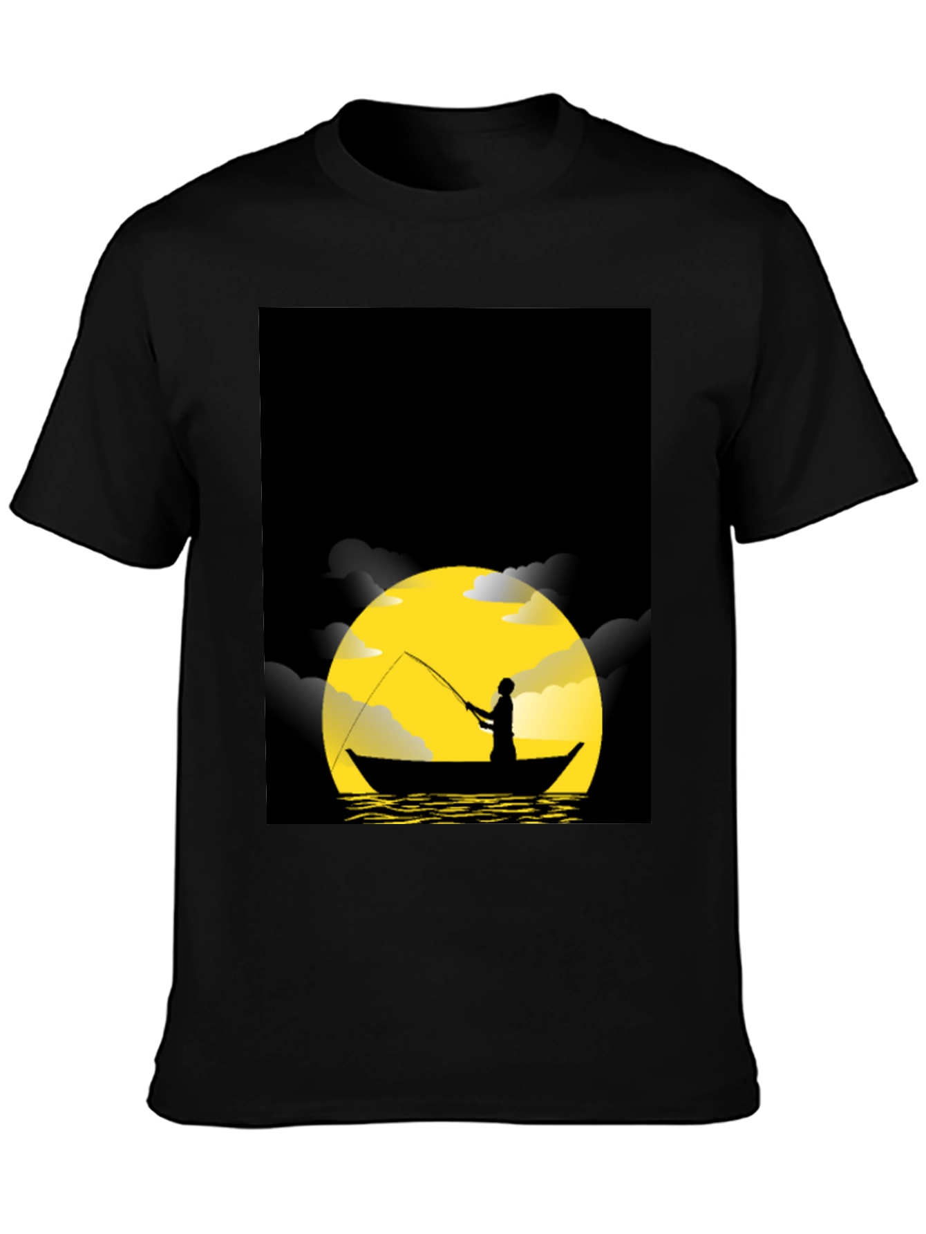 Night Fishing Silhouette Graphic Tee