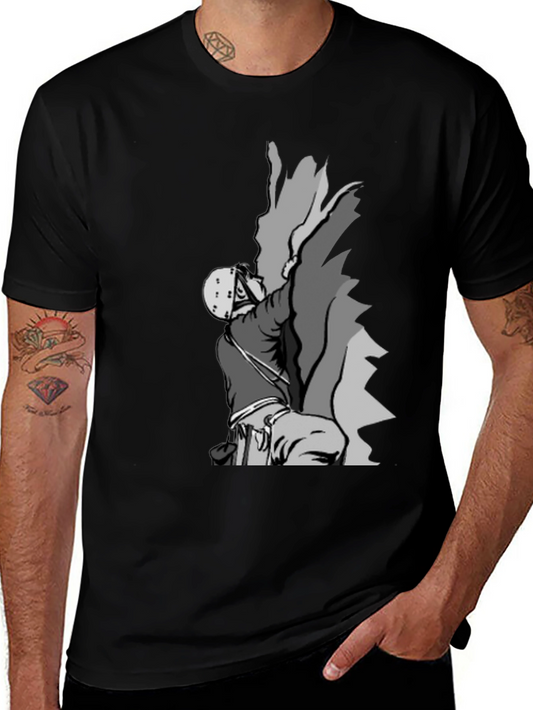Rock Climbing Graphic Tee - Black Cotton T-Shirt