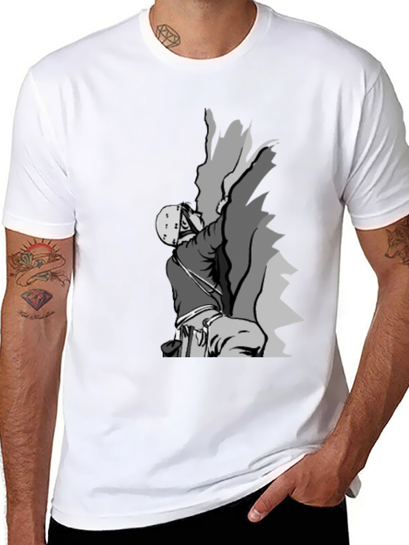 Rock Climbing Graphic Tee - Black Cotton T-Shirt