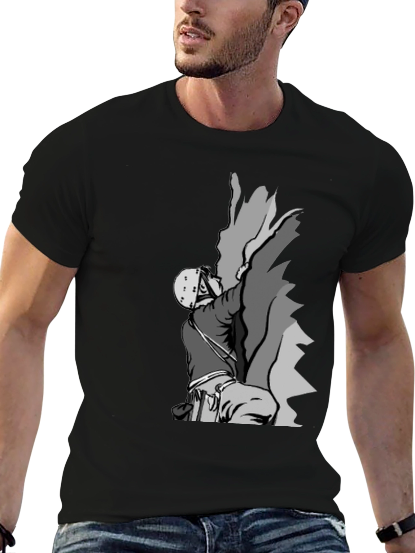 Rock Climbing Graphic Tee - Black Cotton T-Shirt