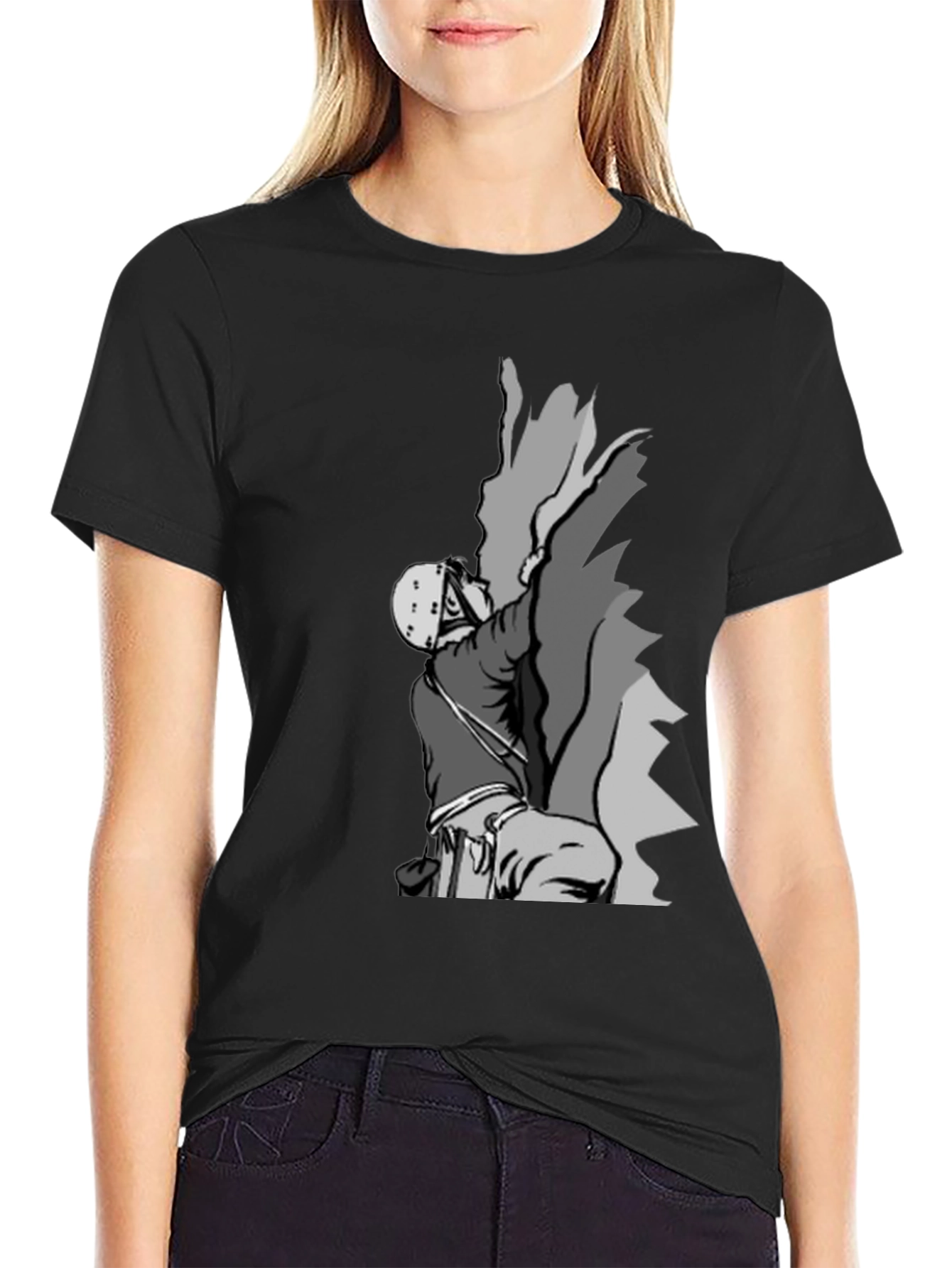 Rock Climbing Graphic Tee - Black Cotton T-Shirt