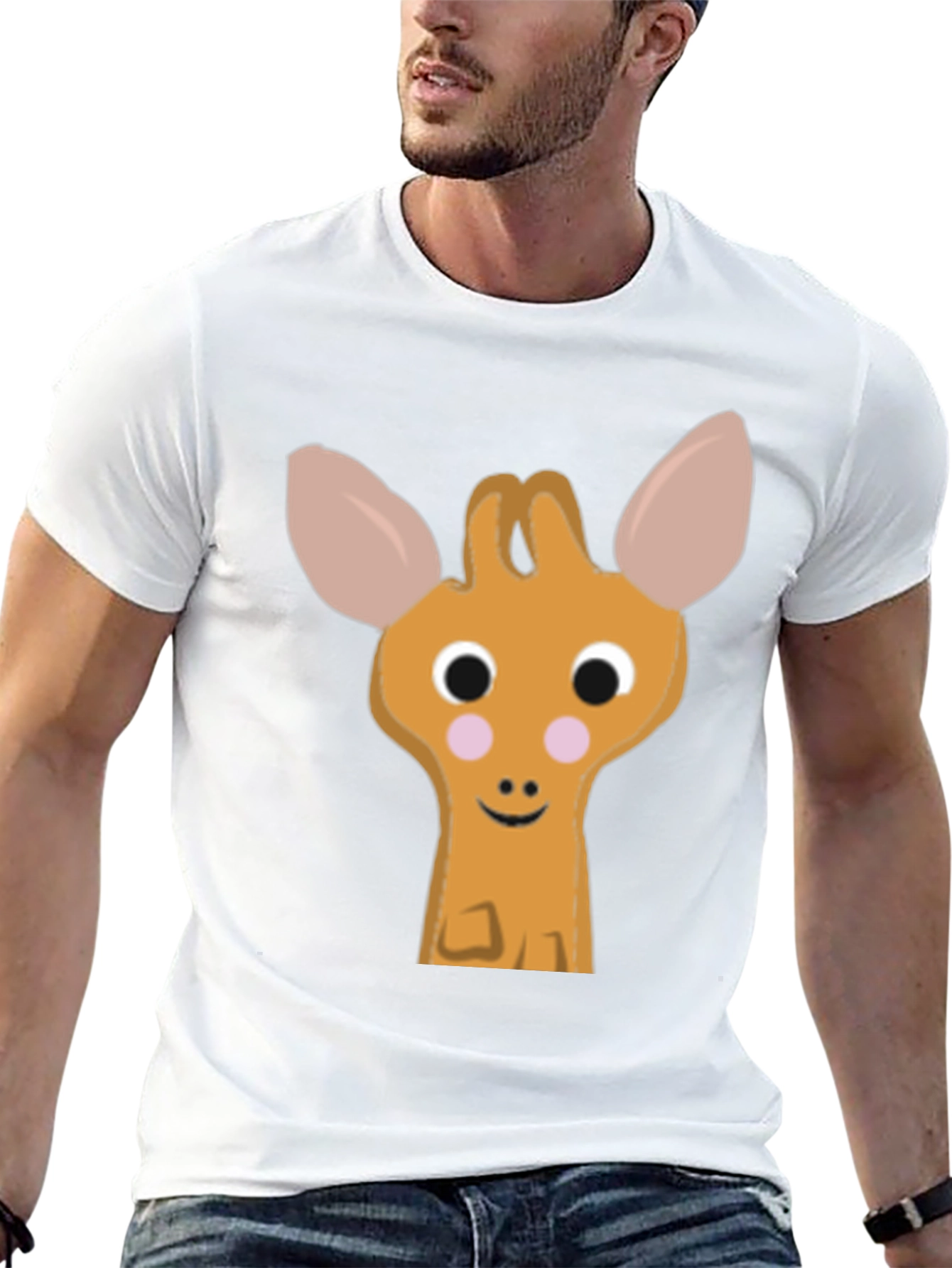 Cute Giraffe Cartoon Black T-Shirt