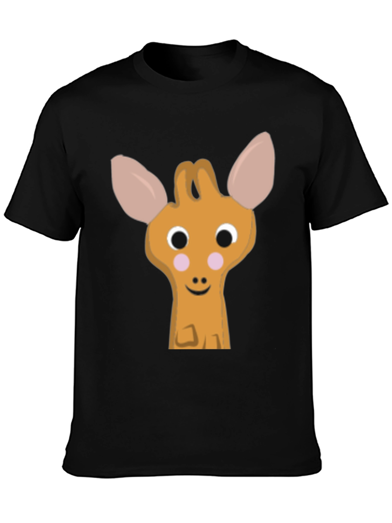 Cute Giraffe Cartoon Black T-Shirt