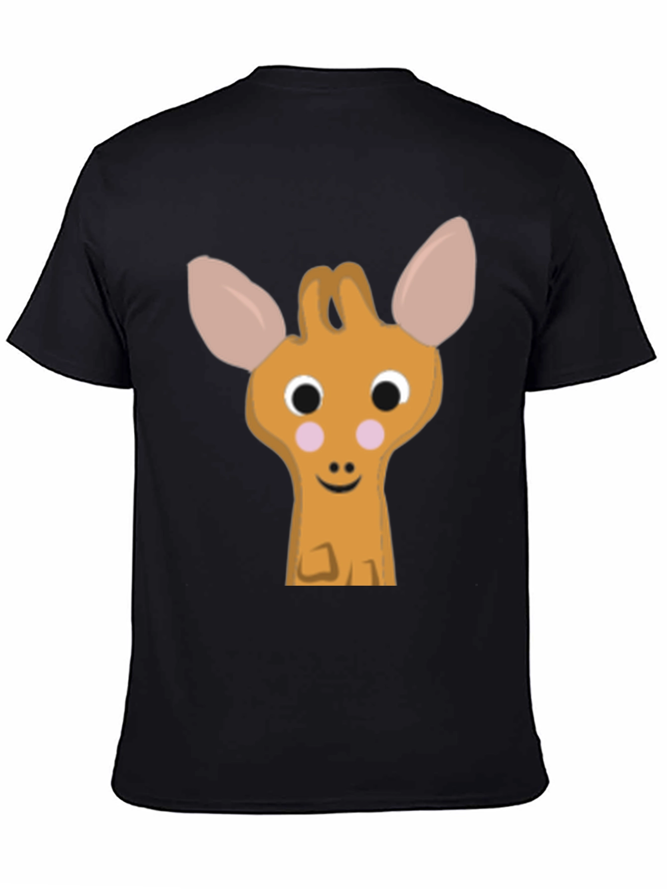 Cute Giraffe Cartoon Black T-Shirt