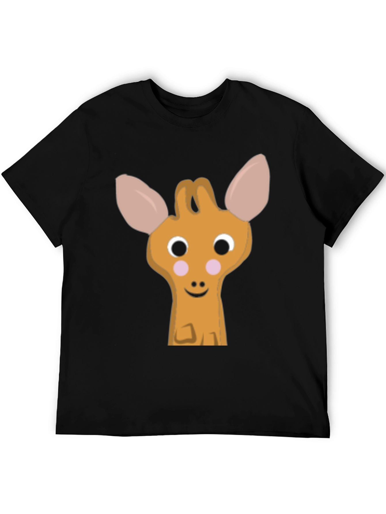 Cute Giraffe Cartoon Black T-Shirt