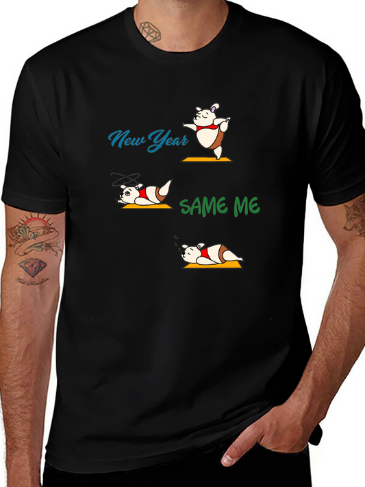 New Year Same Me Graphic Tee - Pig Yoga T-Shirt