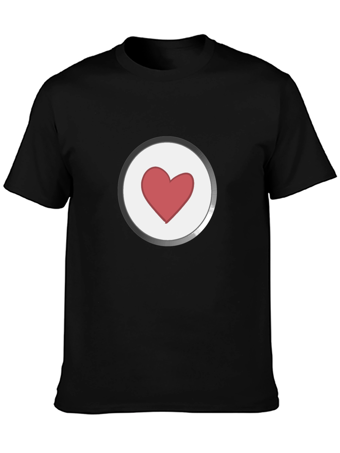 Heart Button Graphic Black T-Shirt
