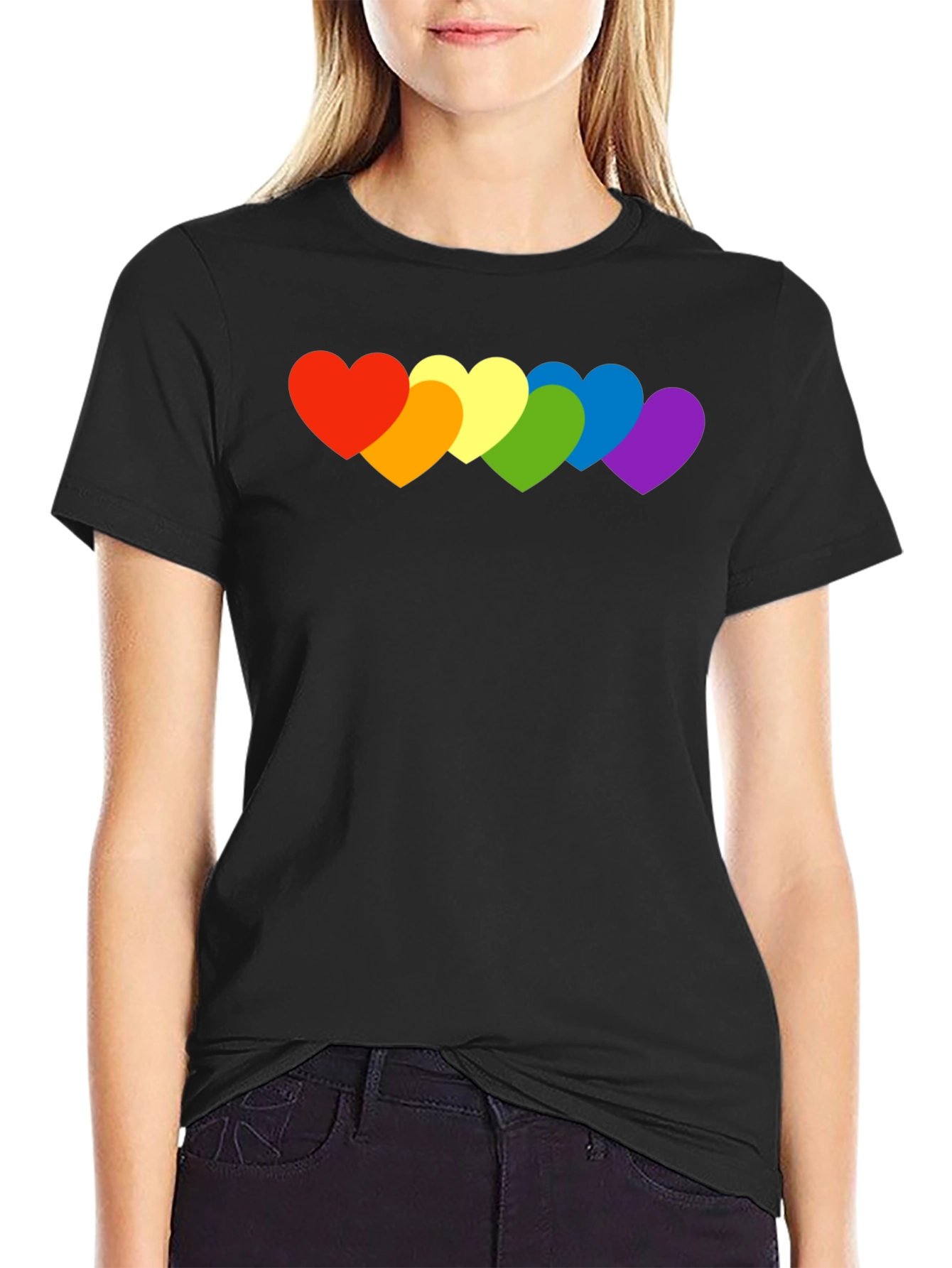 Rainbow Hearts Graphic Tee - Pride Love Shirt