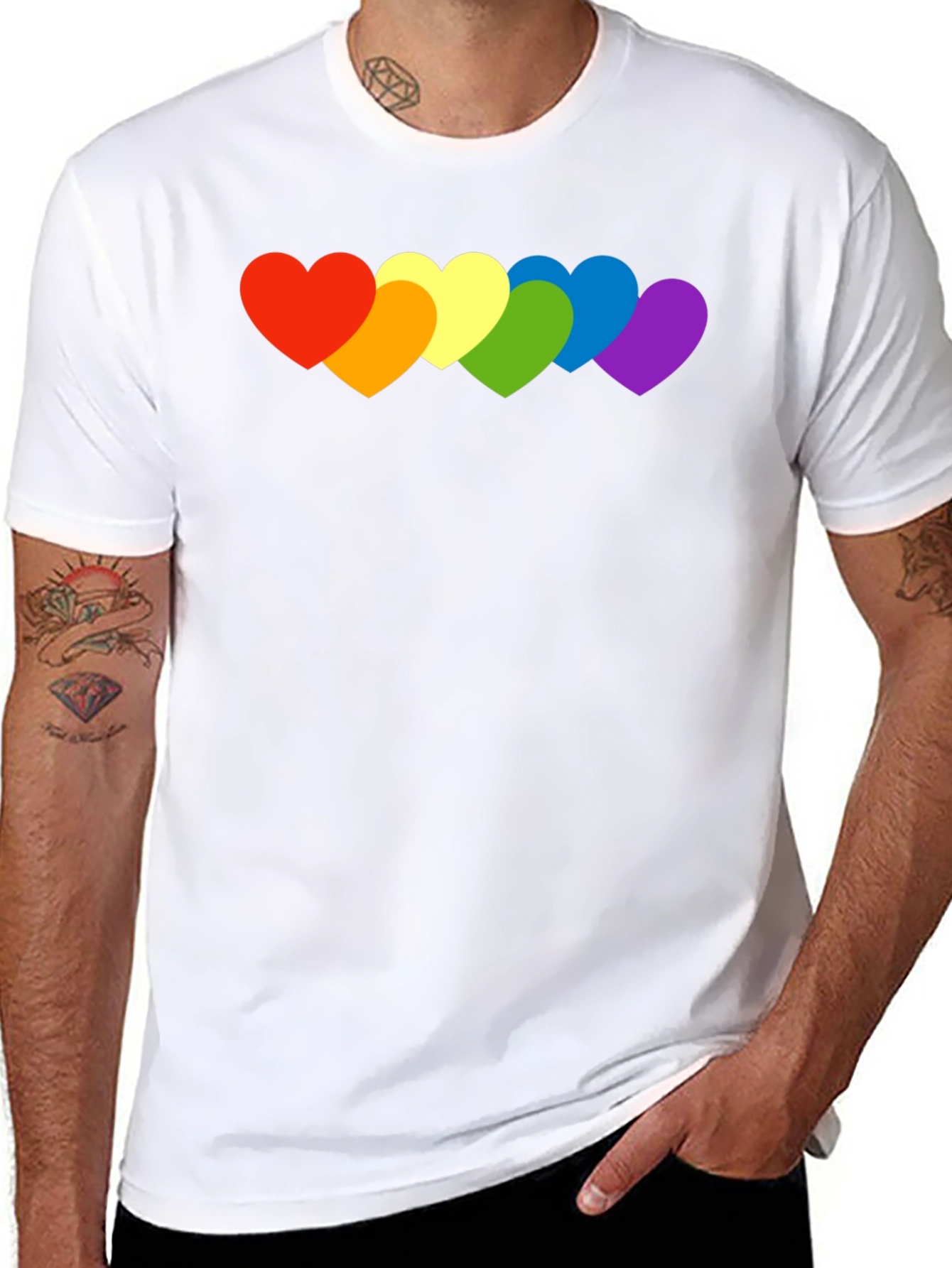 Rainbow Hearts Graphic Tee - Pride Love Shirt