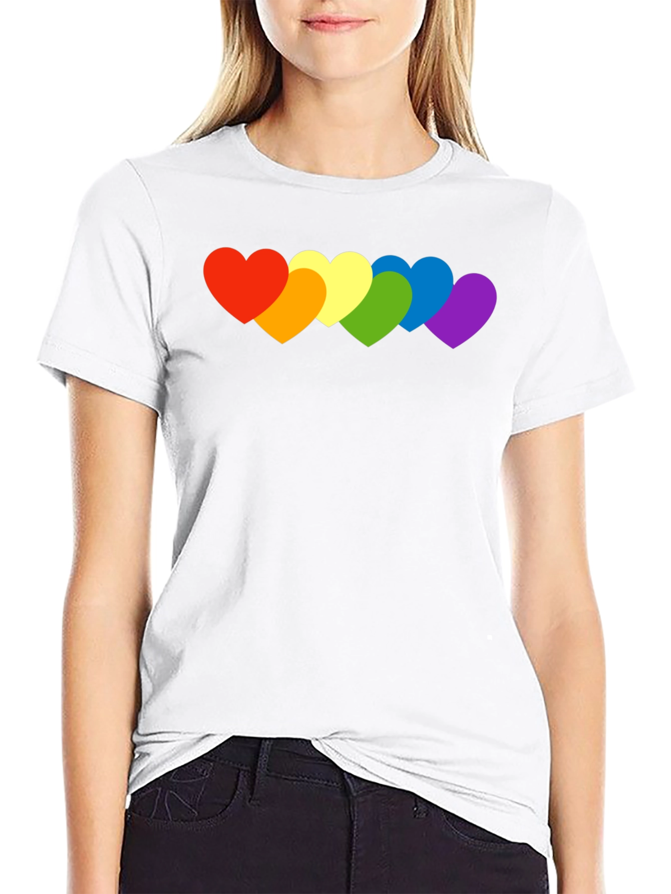 Rainbow Hearts Graphic Tee - Pride Love Shirt