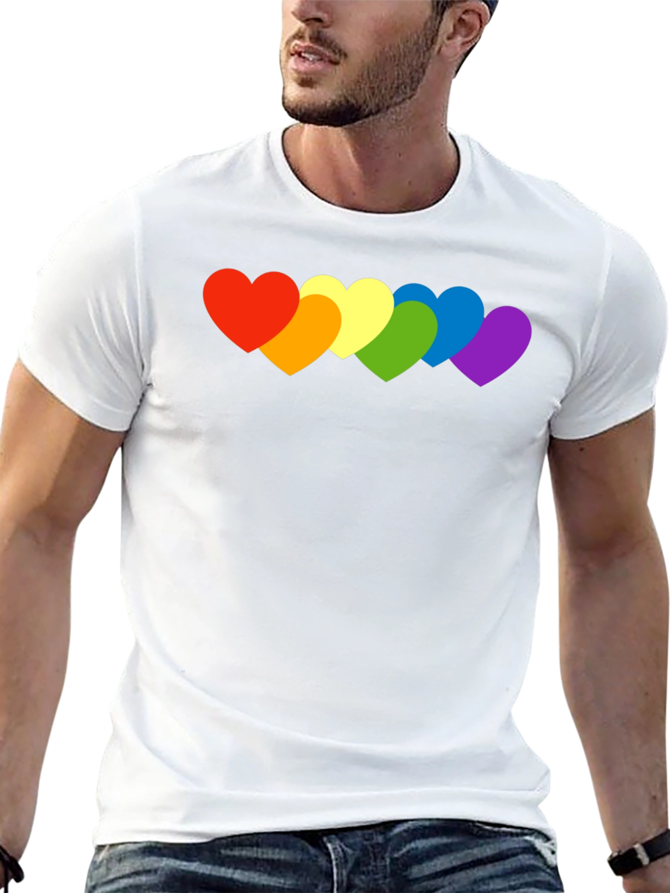 Rainbow Hearts Graphic Tee - Pride Love Shirt