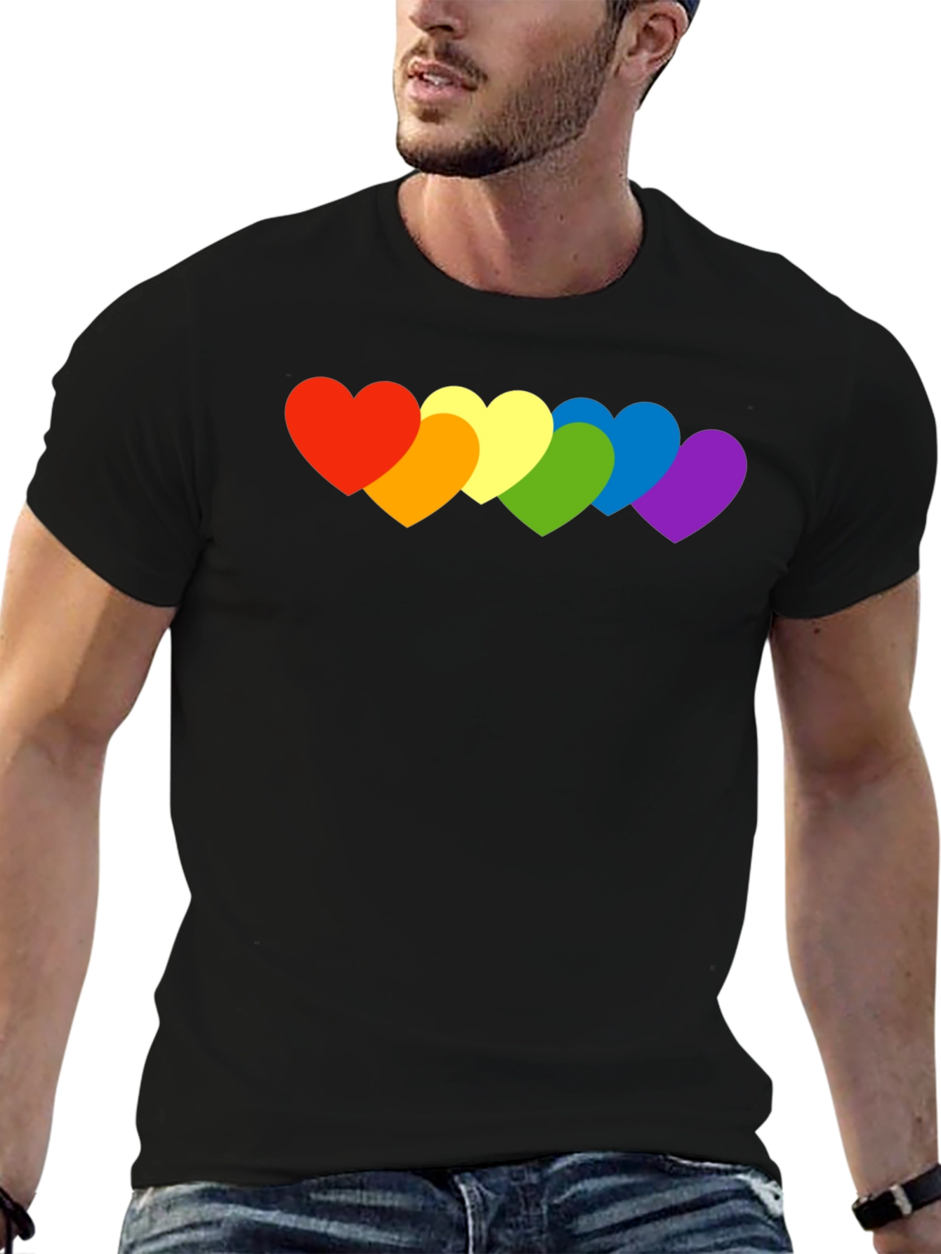 Rainbow Hearts Graphic Tee - Pride Love Shirt