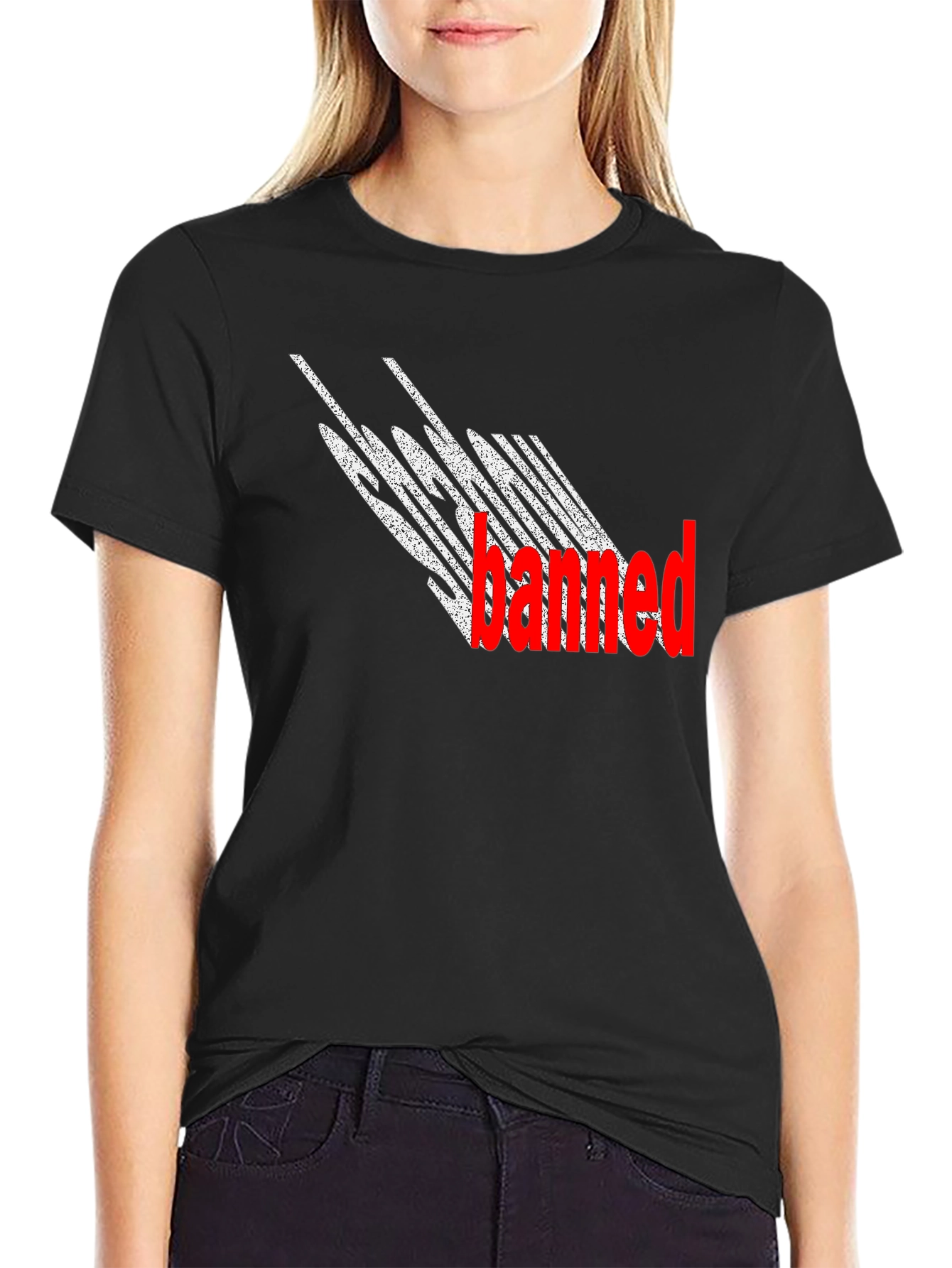 Banned Graphic T-Shirt - Black Crew Neck Tee