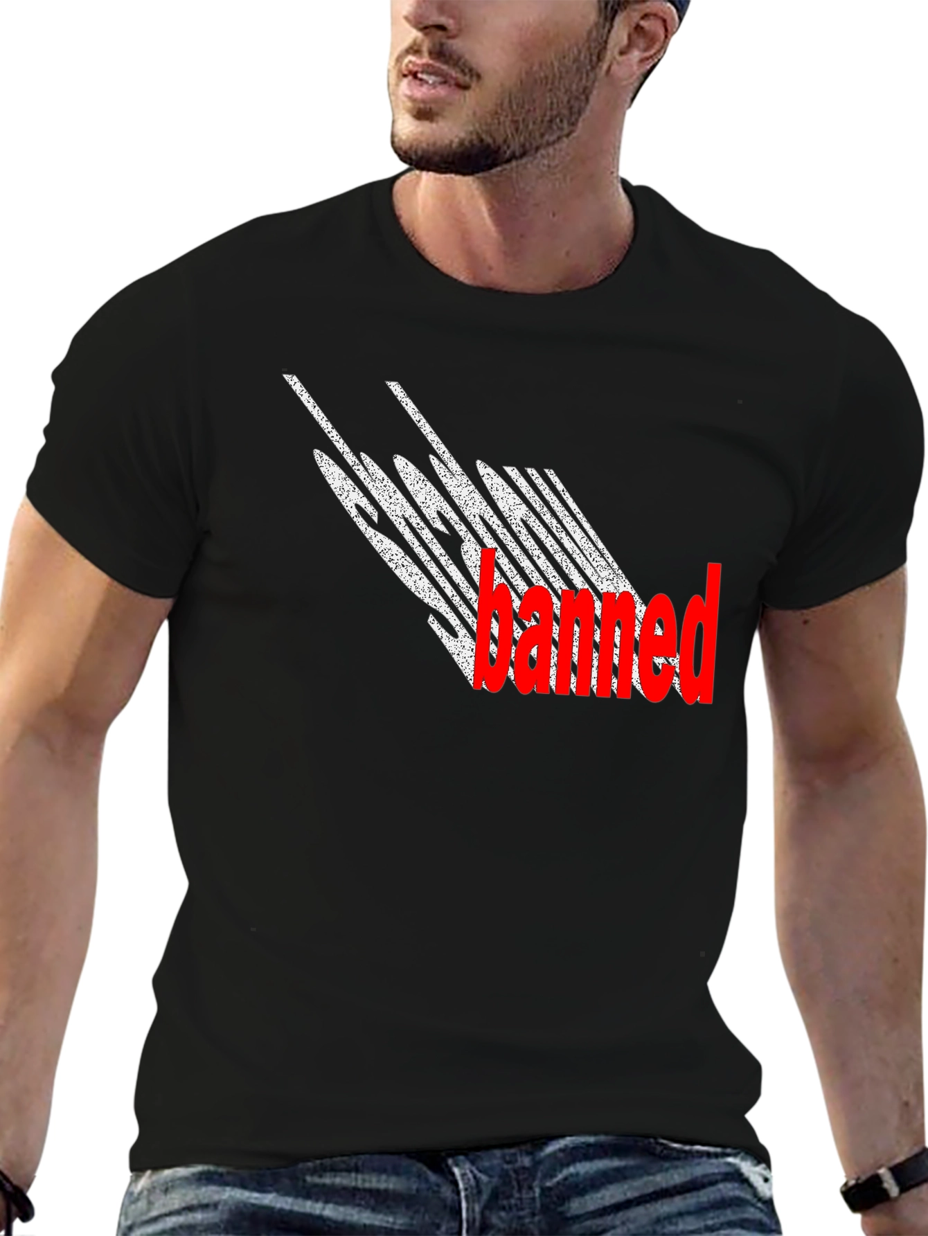Banned Graphic T-Shirt - Black Crew Neck Tee