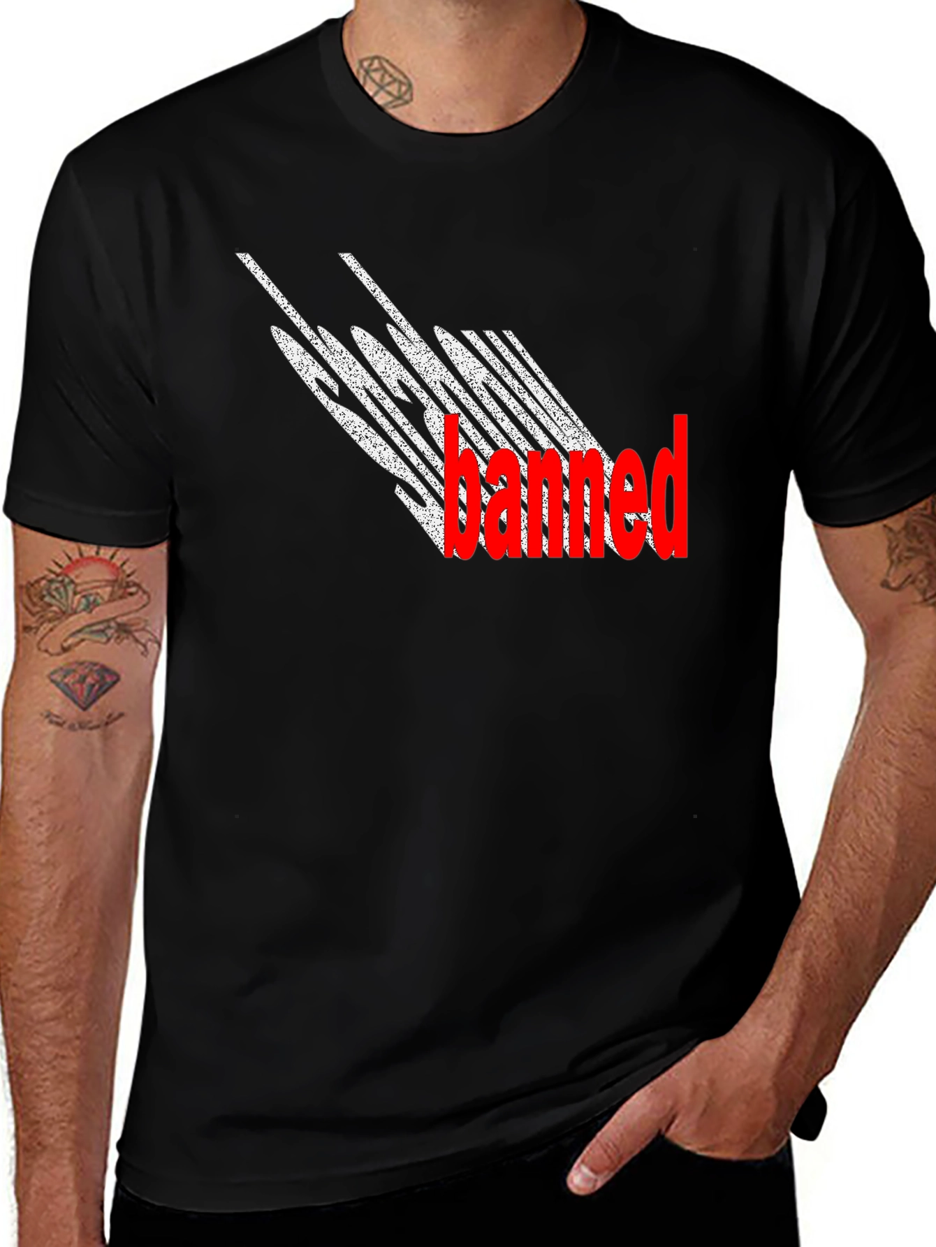 Banned Graphic T-Shirt - Black Crew Neck Tee