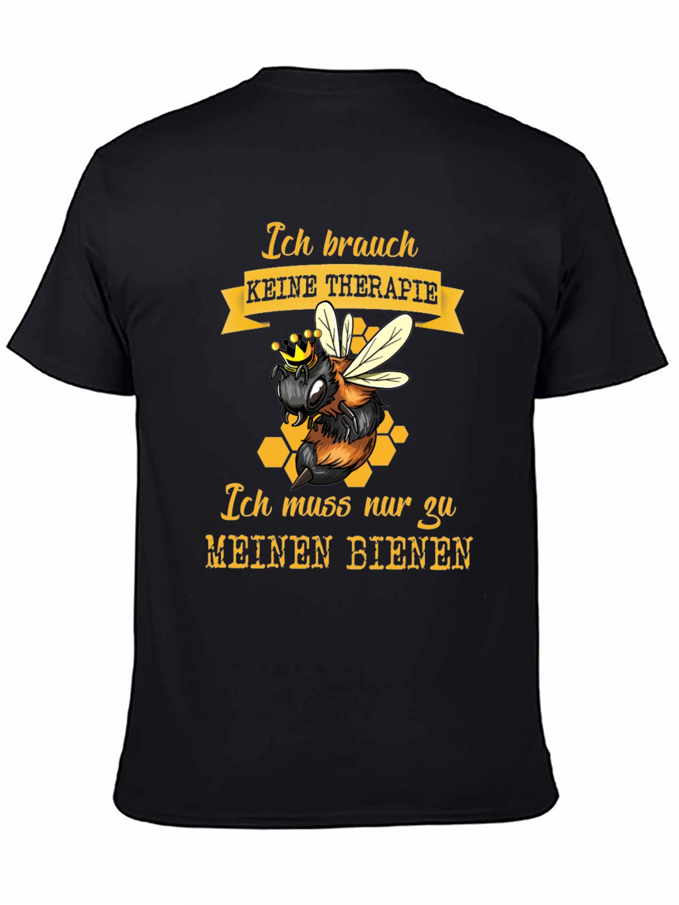 Bee Therapy T-Shirt - German Slogan Honeycomb Design