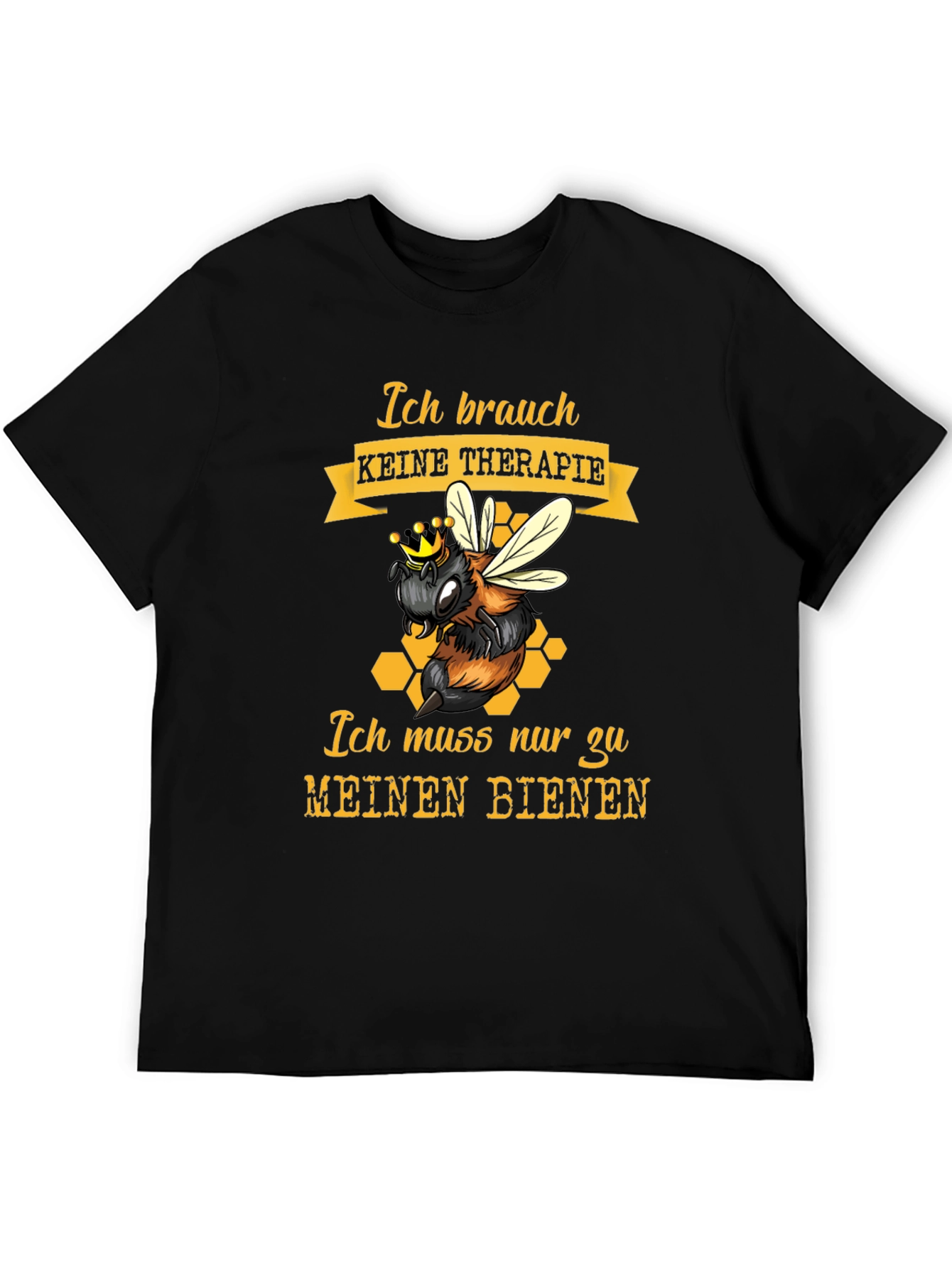 Bee Therapy T-Shirt - German Slogan Honeycomb Design