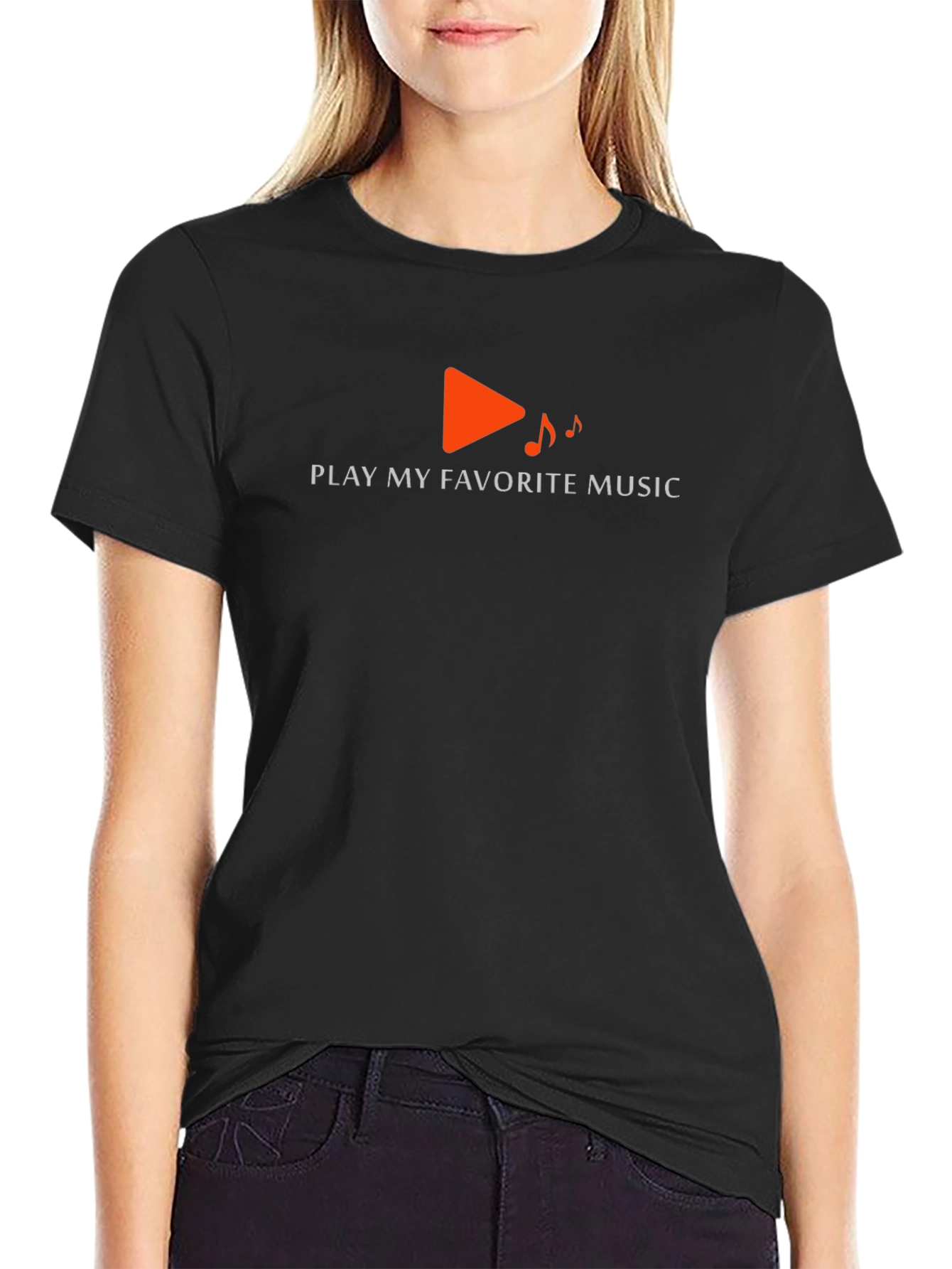 Play My Favorite Music Graphic Tee - Black