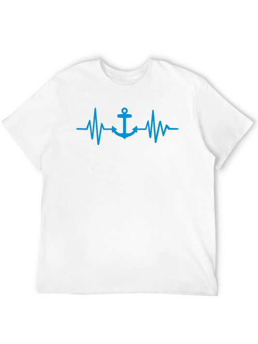 Anchor Heartbeat Graphic Tee - Nautical Style