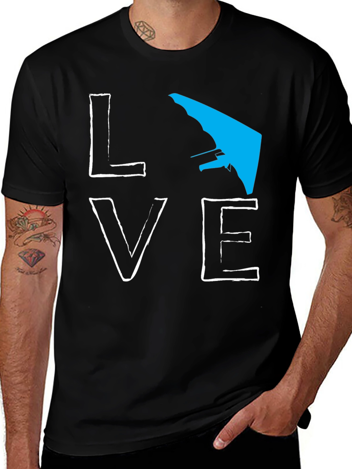 Love Hang Gliding Graphic Tee - Black