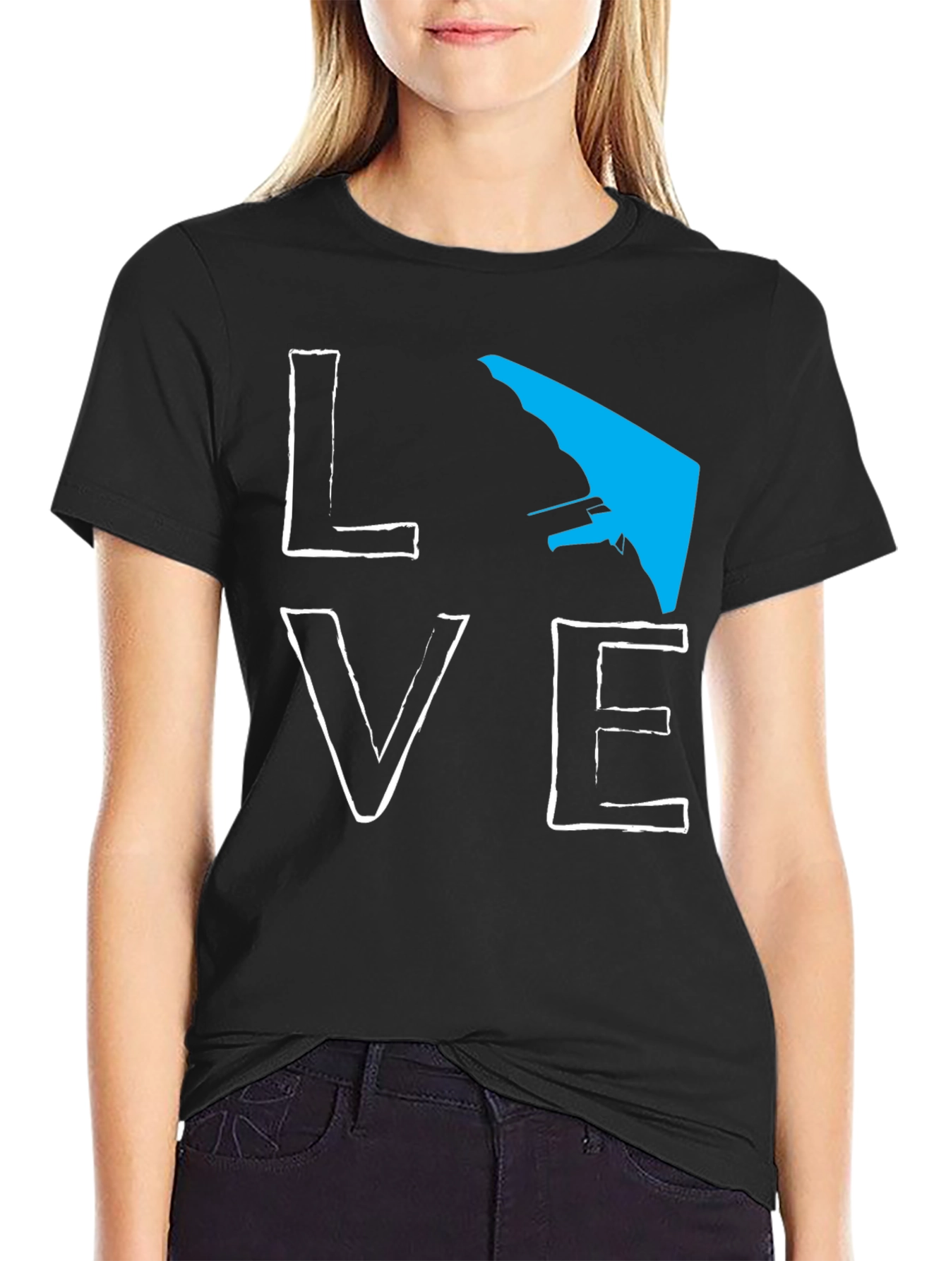 Love Hang Gliding Graphic Tee - Black