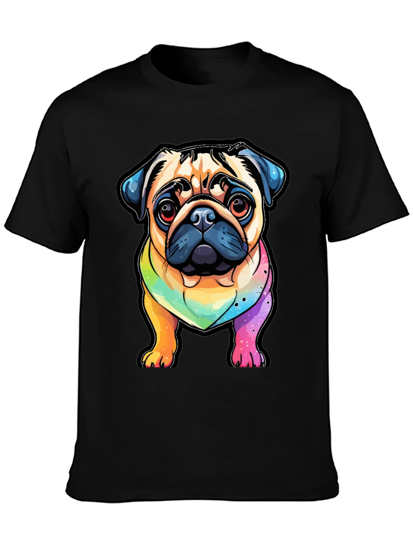 Pug Rainbow T-Shirt - Cartoon Dog Graphic Tee