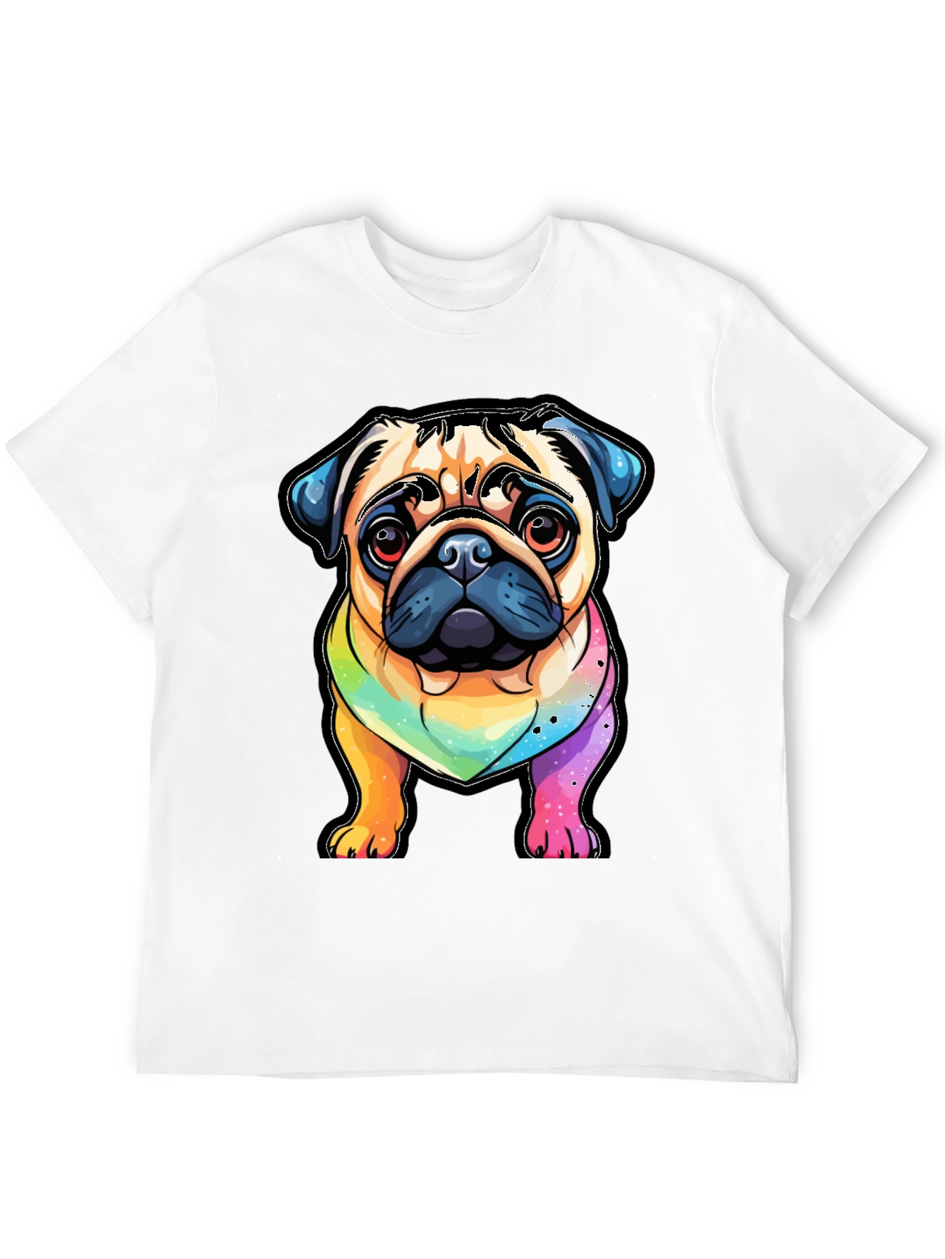 Pug Rainbow T-Shirt - Cartoon Dog Graphic Tee