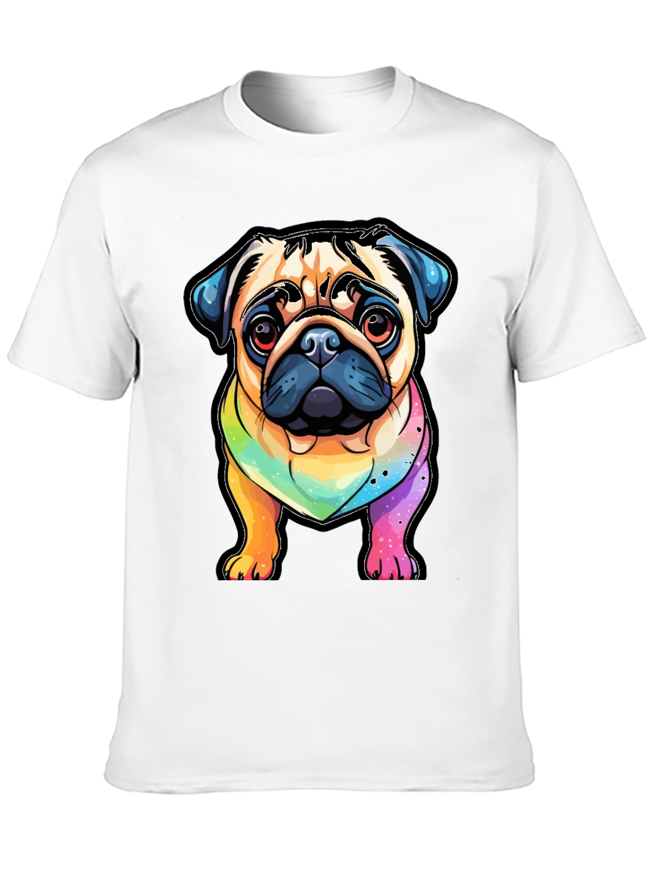Pug Rainbow T-Shirt - Cartoon Dog Graphic Tee