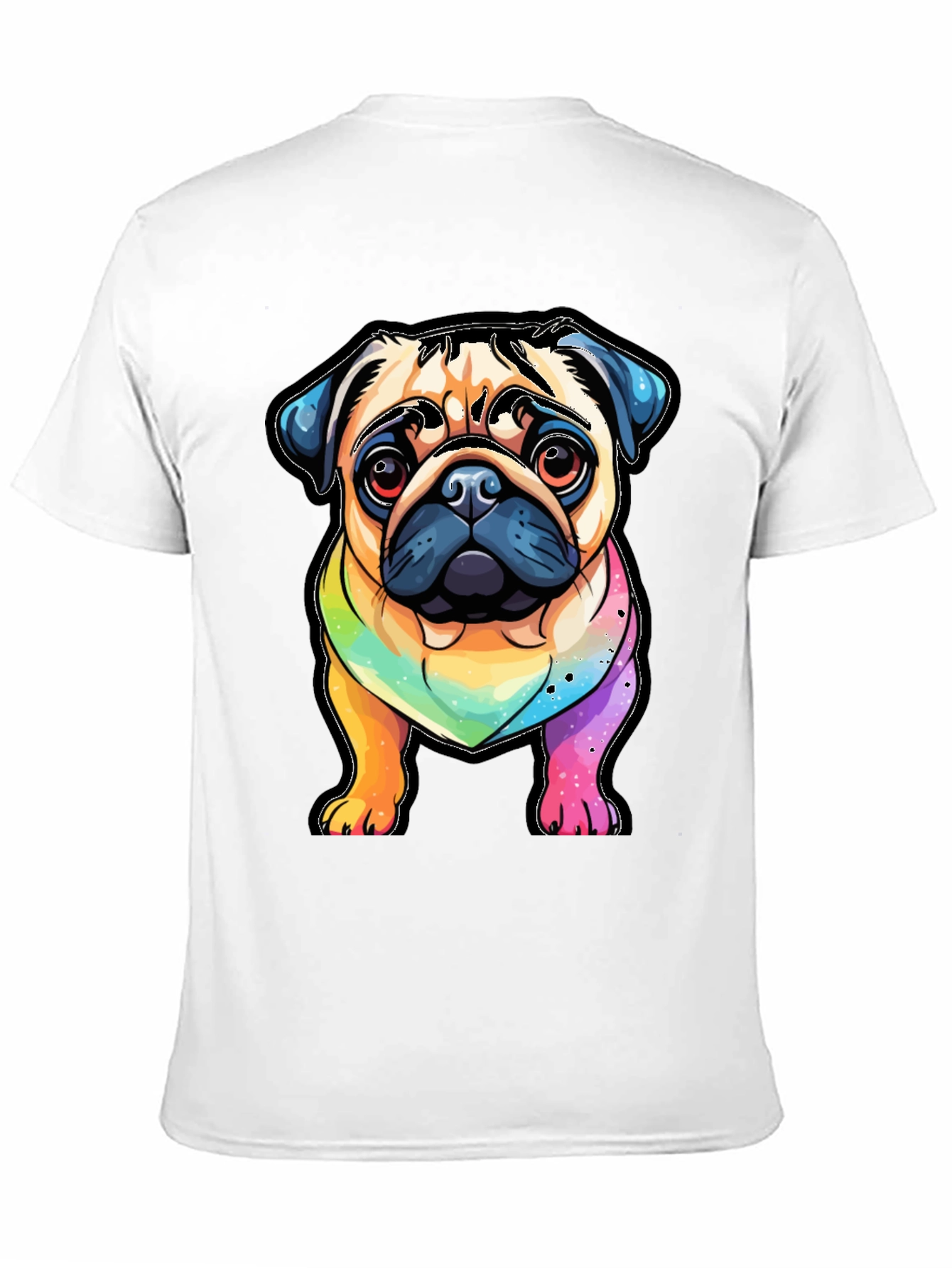 Pug Rainbow T-Shirt - Cartoon Dog Graphic Tee