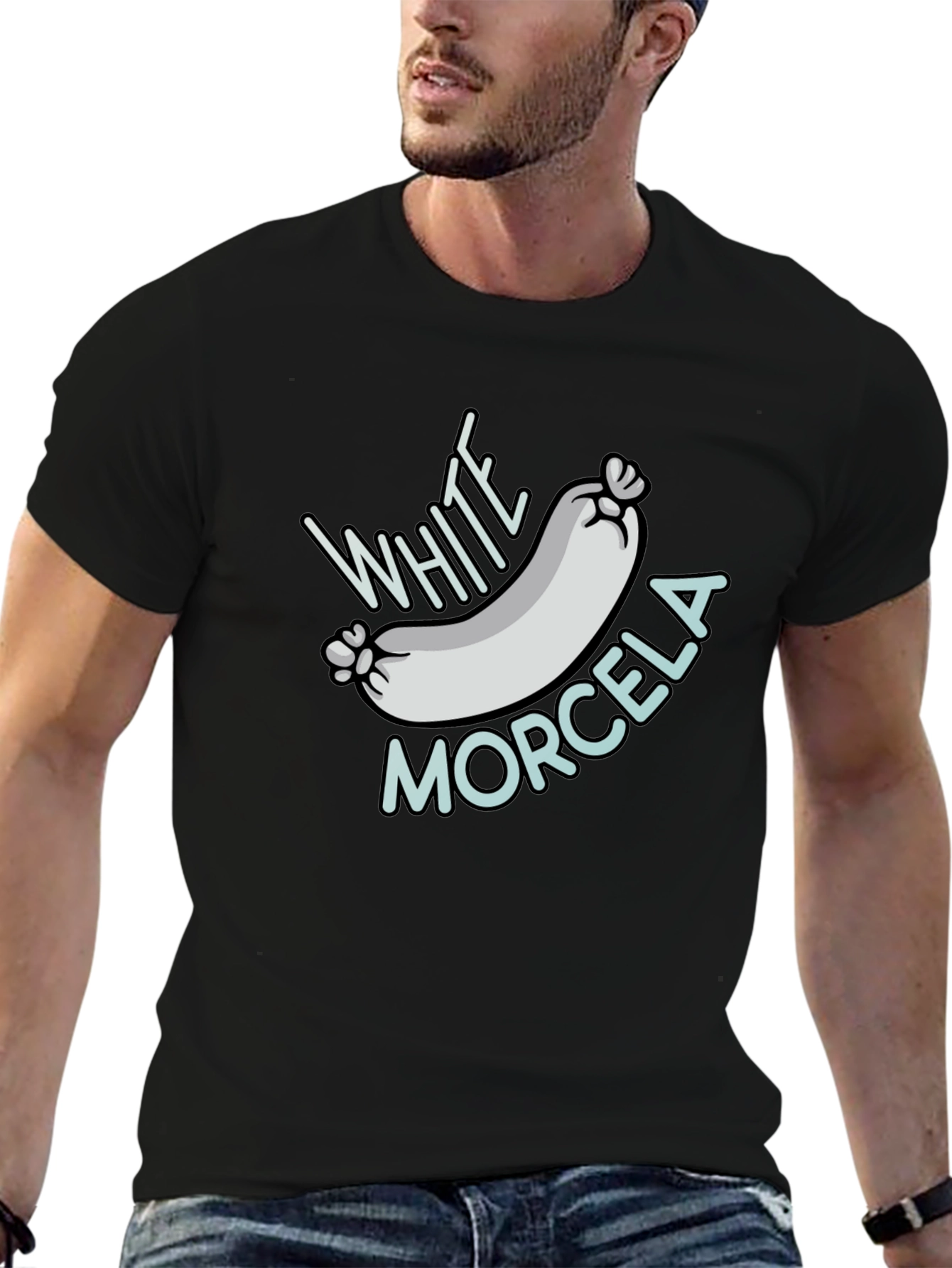White Morcela T-Shirt - Novelty Foodie Tee