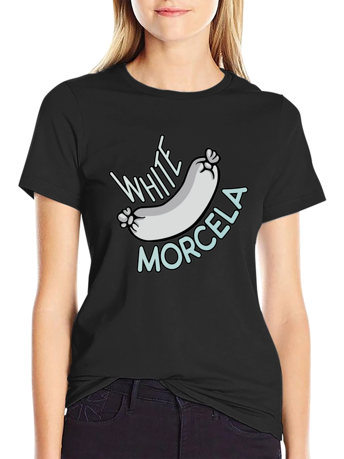 White Morcela T-Shirt - Novelty Foodie Tee