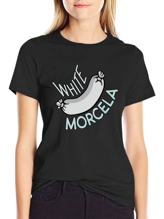 White Morcela T-Shirt - Novelty Foodie Tee