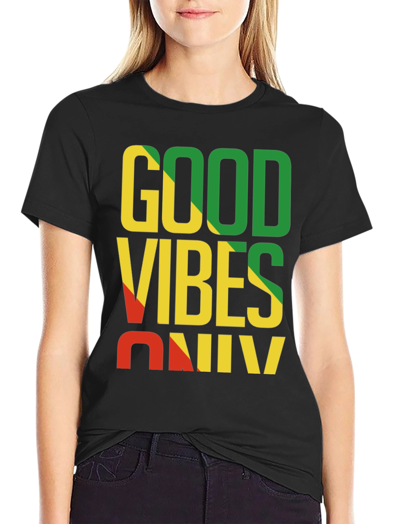 Good Vibes Only Black Graphic Tee - Reggae Style